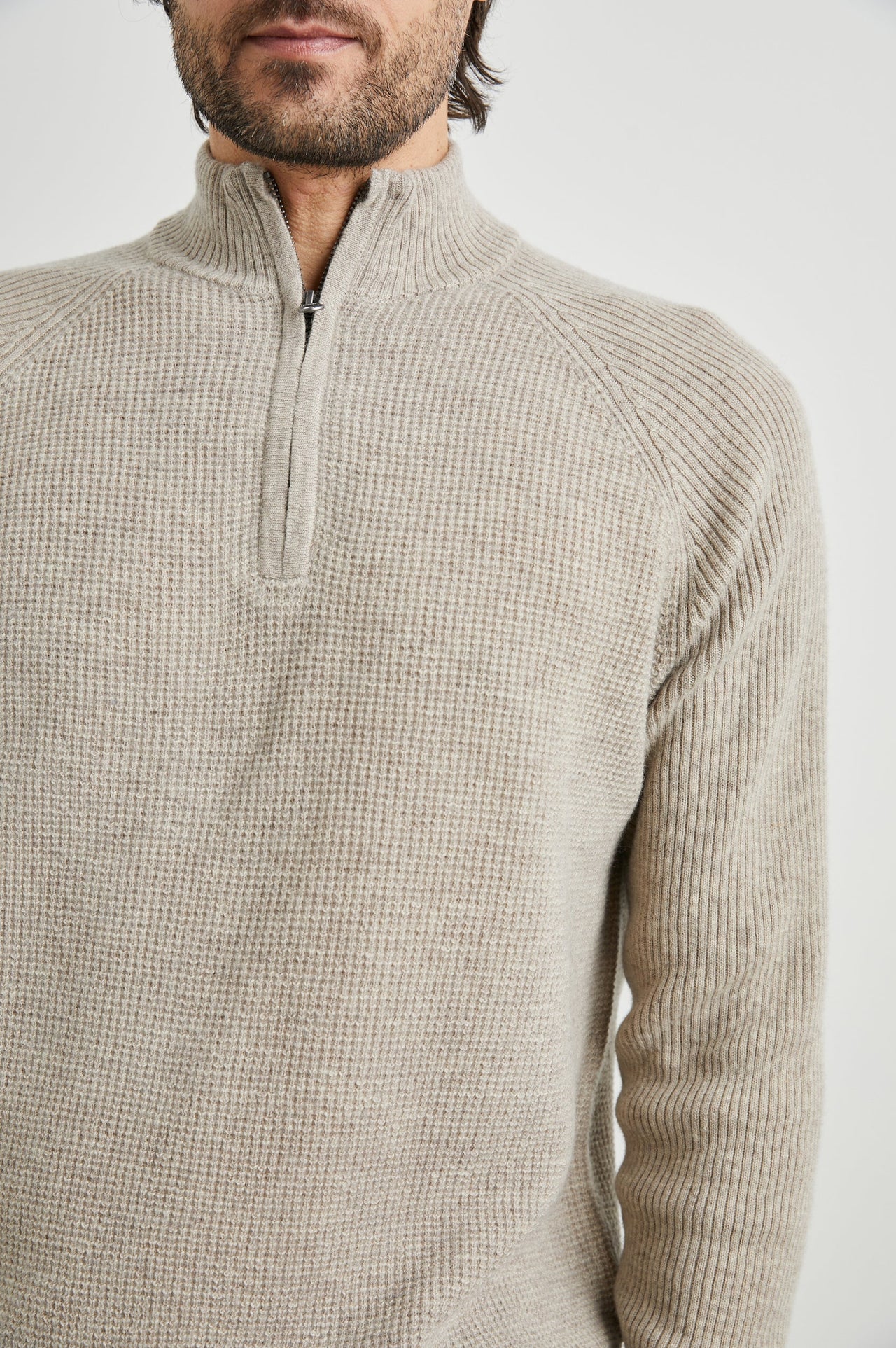 STARK 1/4 ZIP SWEATER-OAT MELANGE