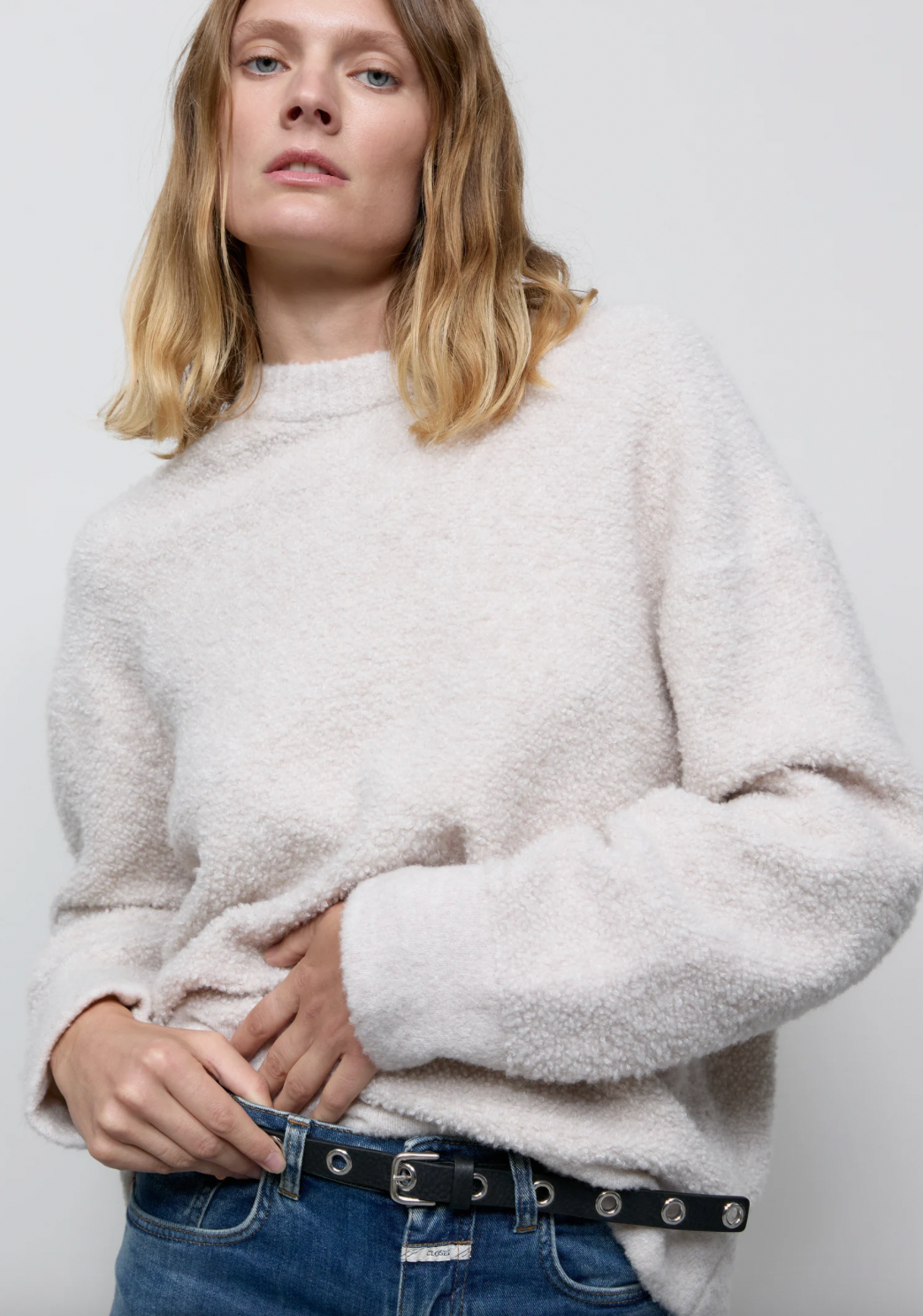 BOUCLE SWEATER - PEARL