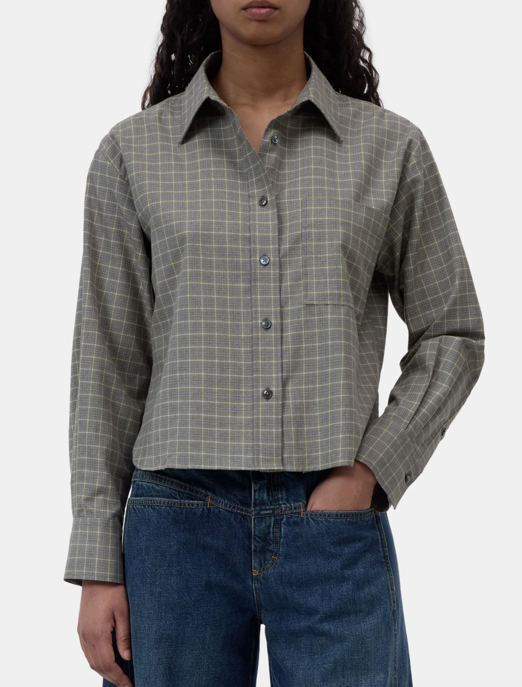 CROPPED OVERSIZED SHIRT - JUNIPER GREEN