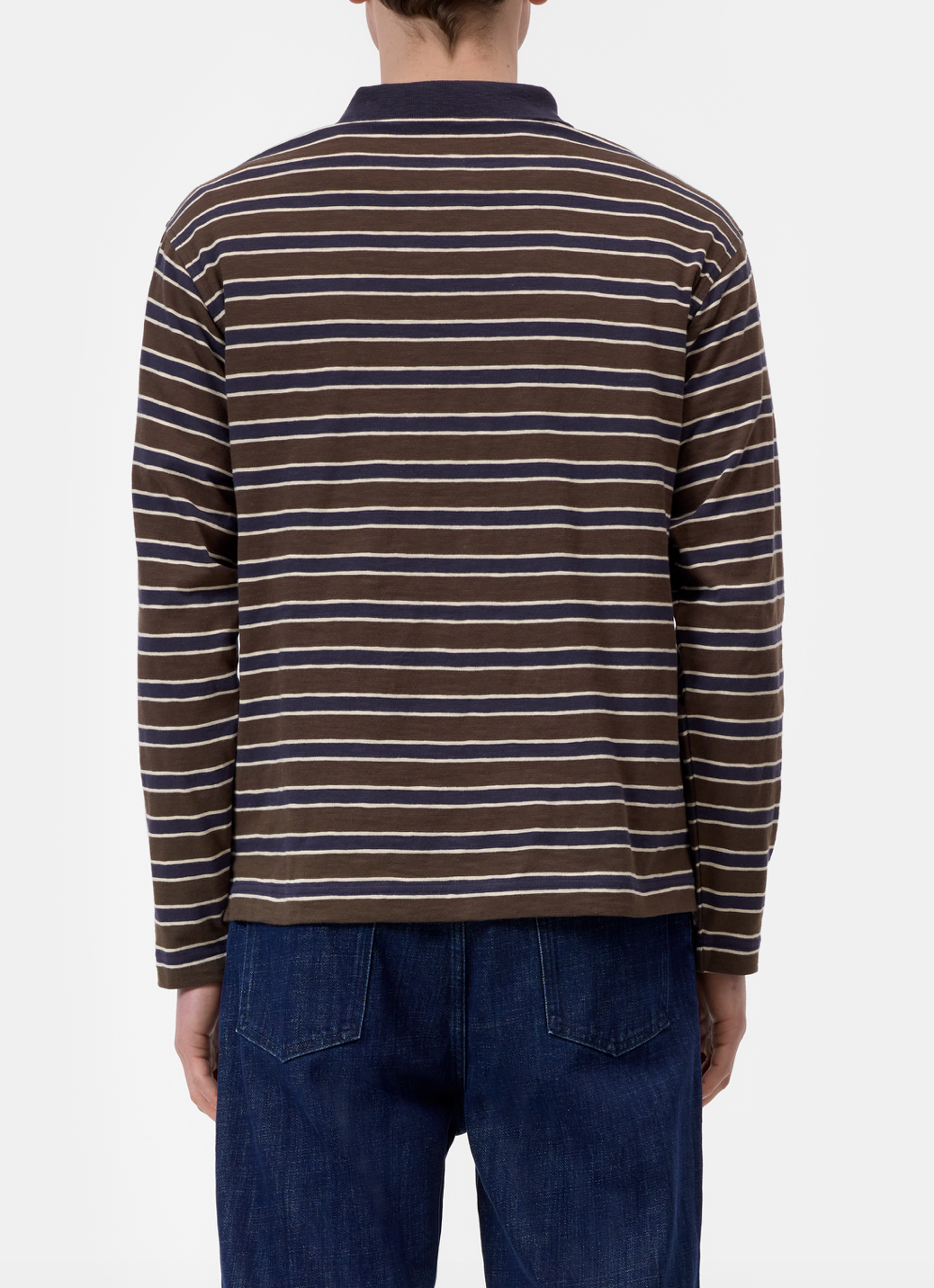 L/S STRIPE POLO - ESPRESSO