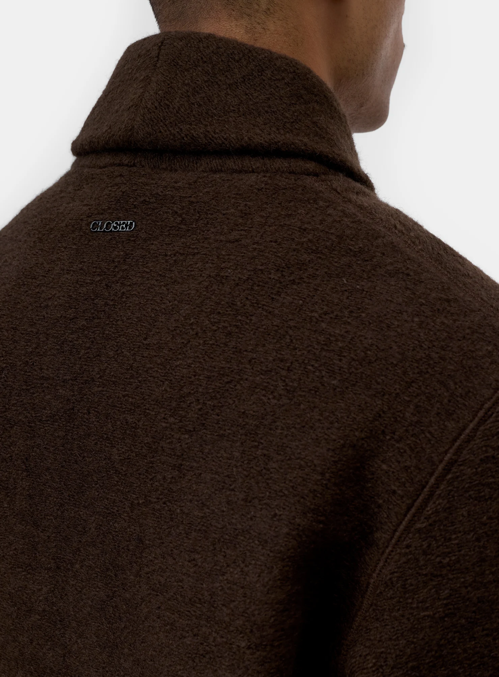 SHAWL COLLAR FLEECE - ESPRESSO