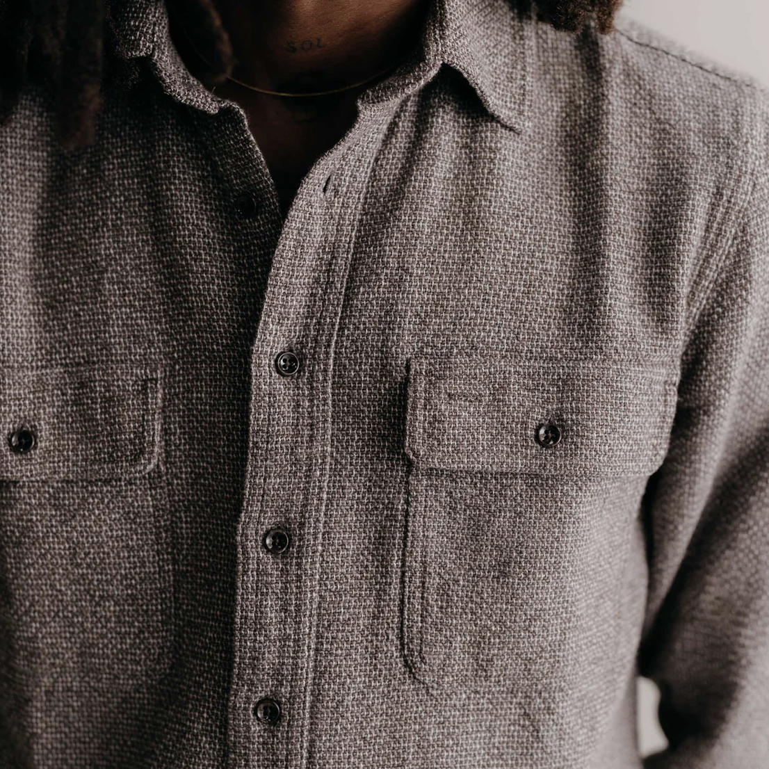 THE LEDGE SHIRT - GRANITE LINEN TWEED