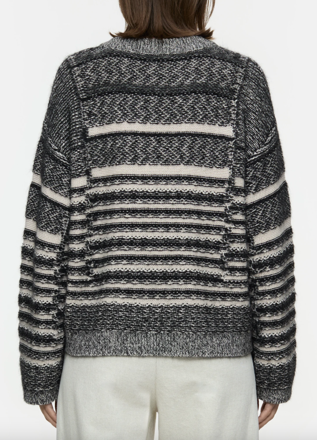 ALPACA MIX SWEATER - BLACK/ECRU