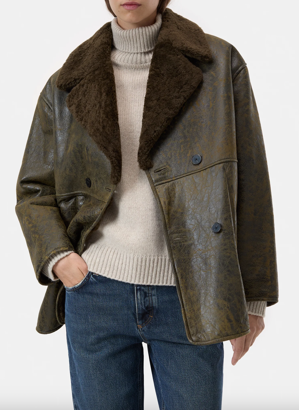 SHEARLING COAT - CLOVER GREEN