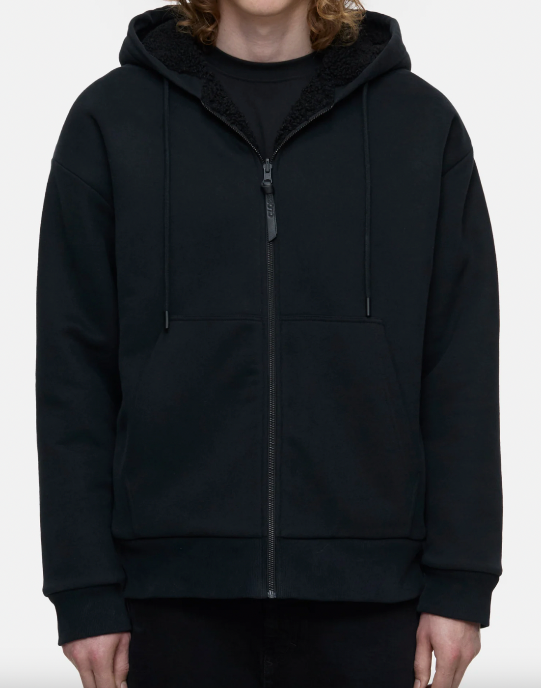 TEDDY LINED HOODIE - BLACK