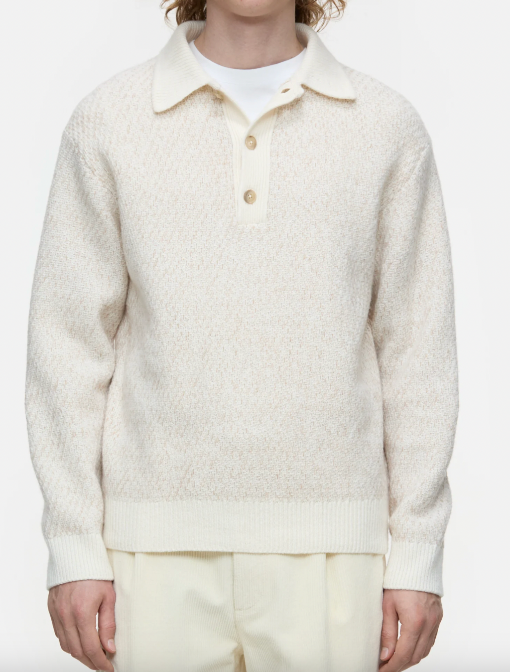 WOOL POLO SWEATER - IVORY