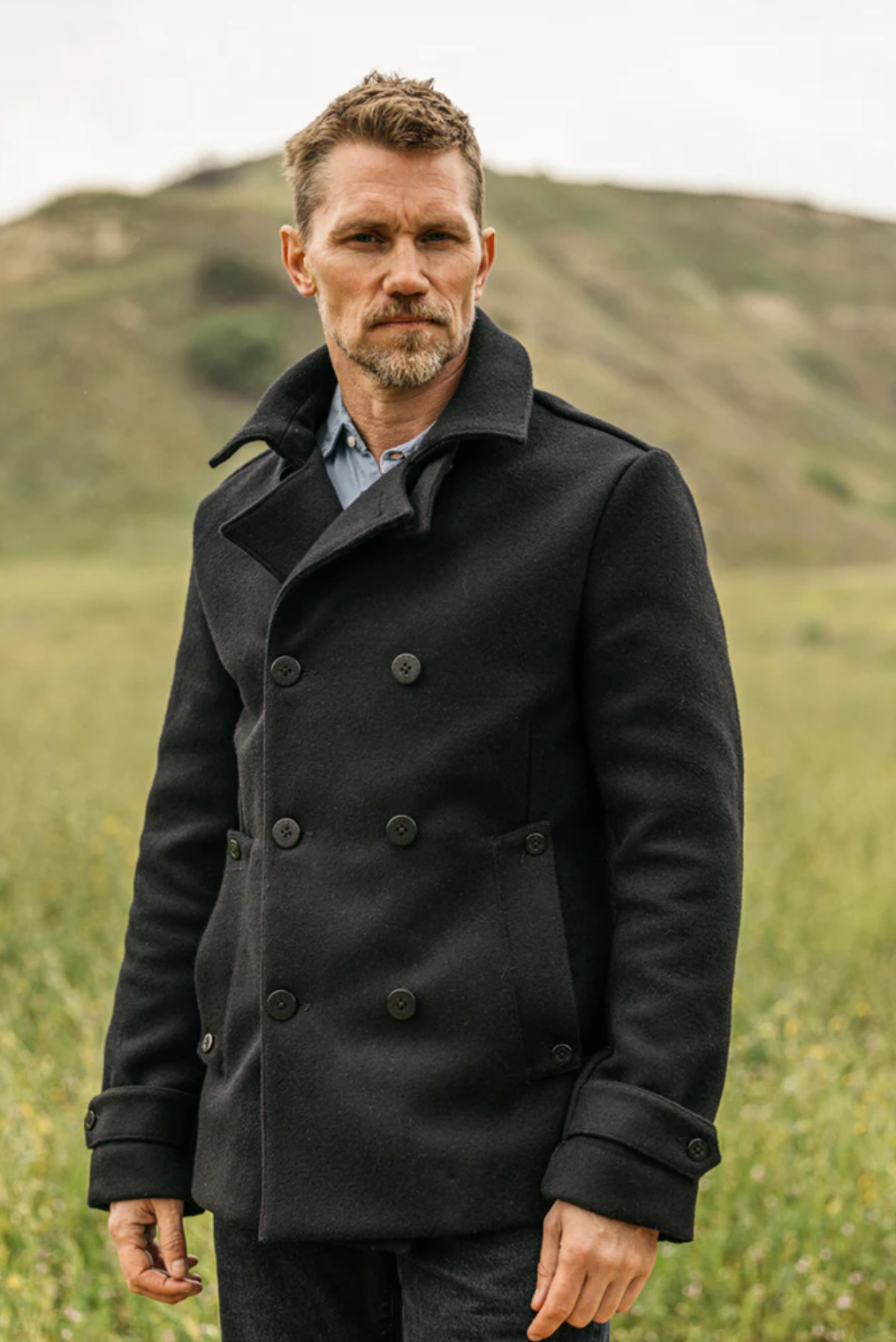 THE MALLET PEACOAT - MELTON BLACK