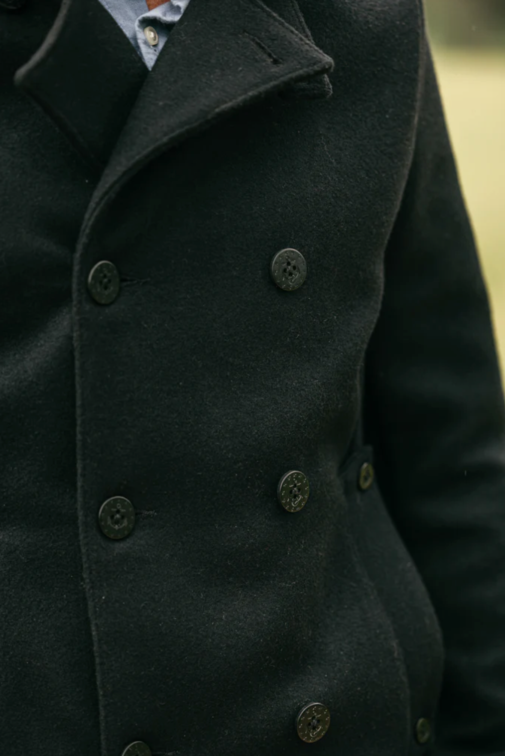 THE MALLET PEACOAT - MELTON BLACK
