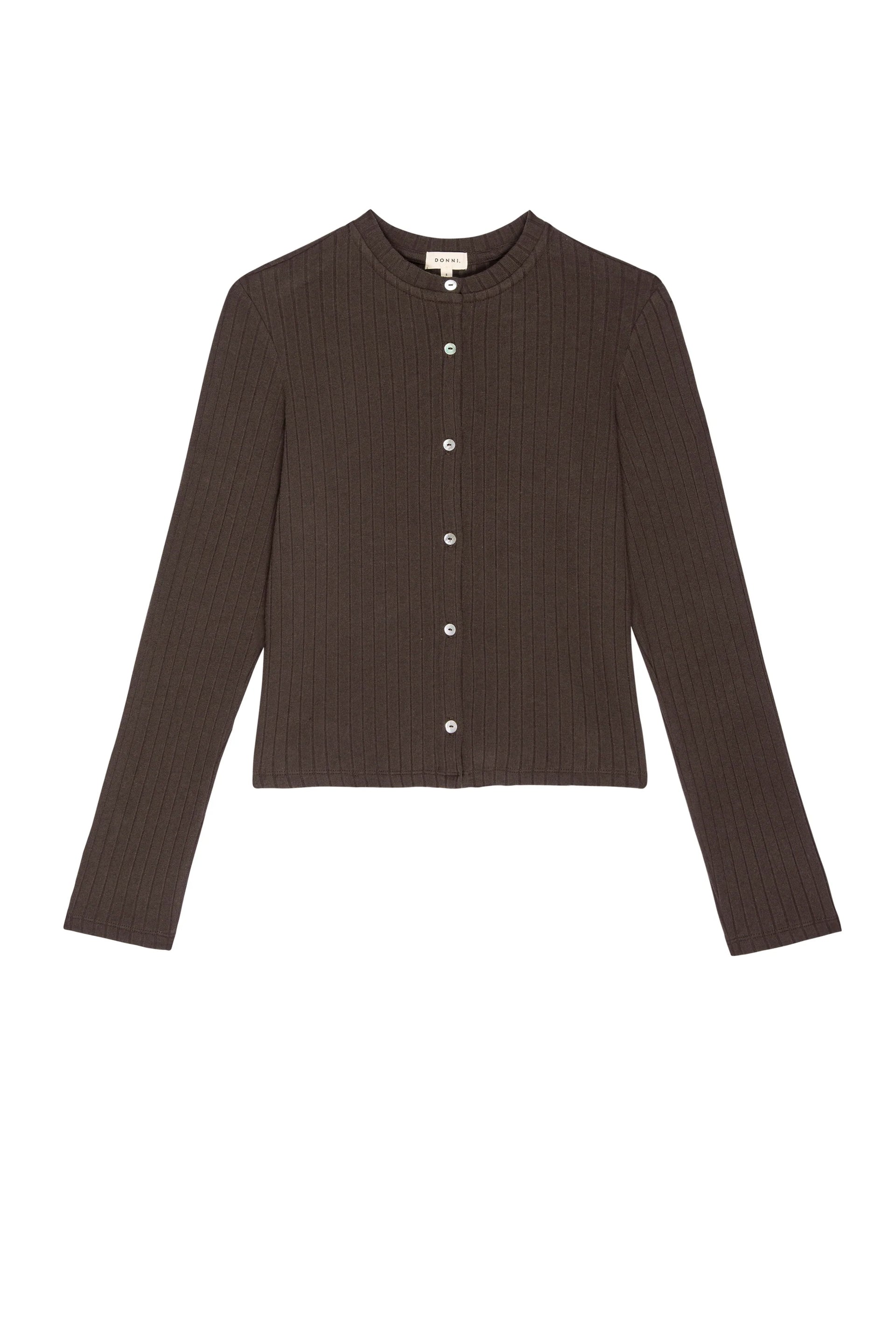 THE SWEATER RIB CARDI - ESPRESSO