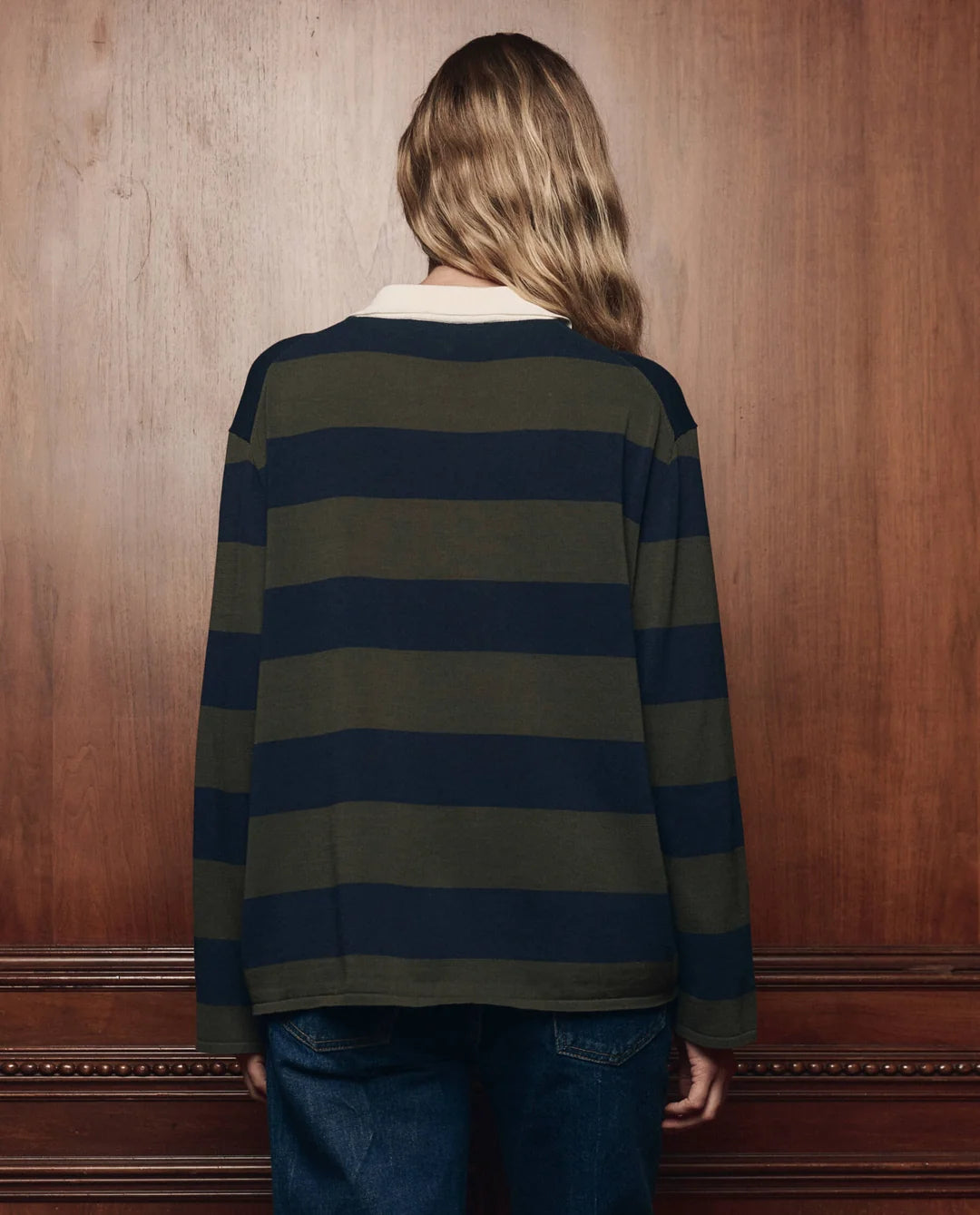 THE ACADEMY POLO SWEATER - ARMY STRIPE