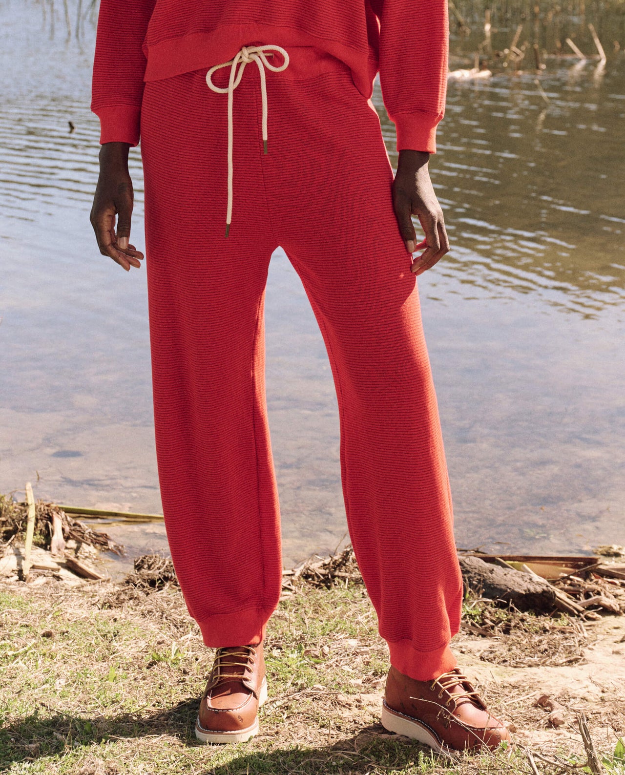 THE LANTERN PANT - HOT RED STRIPE