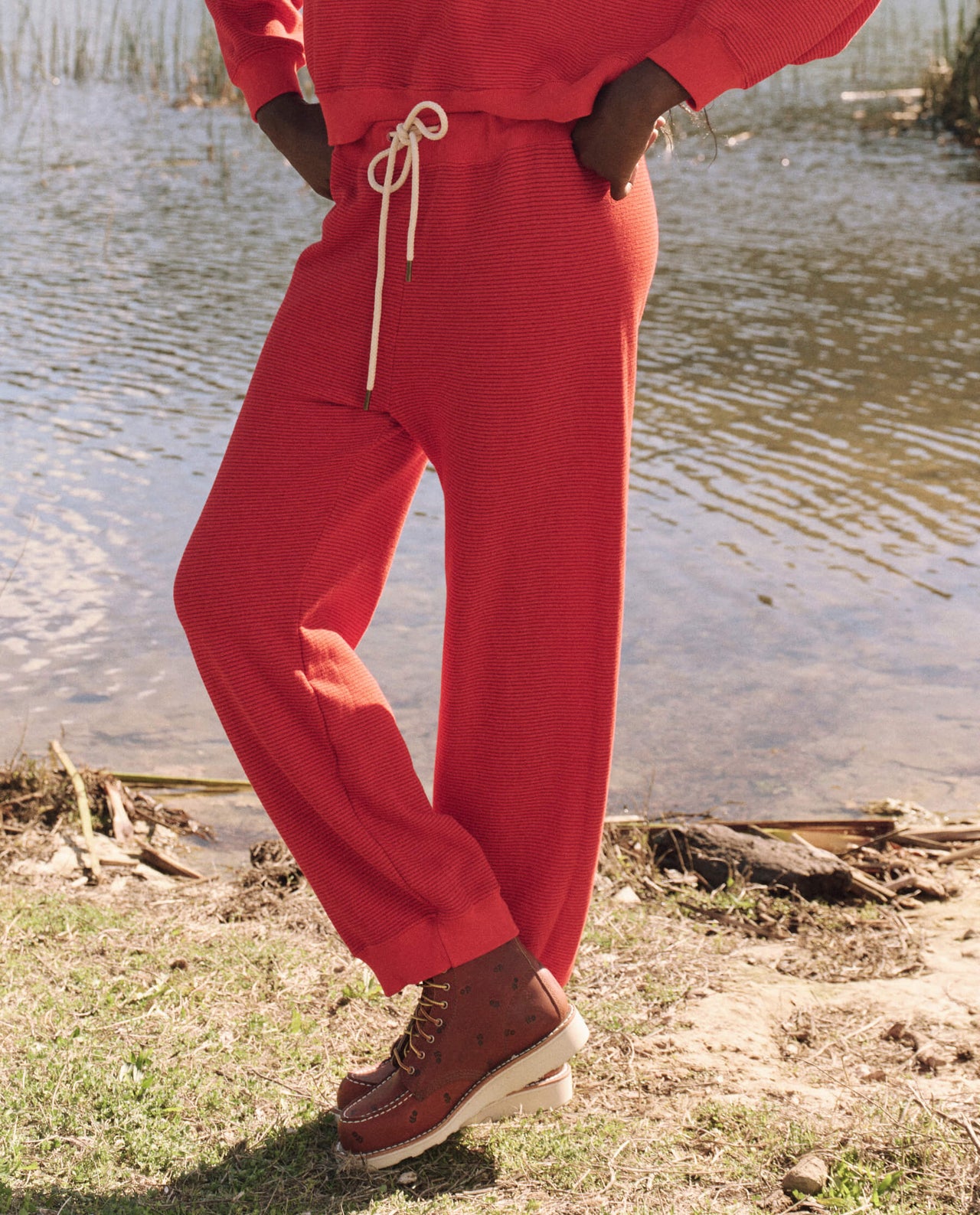 THE LANTERN PANT - HOT RED STRIPE