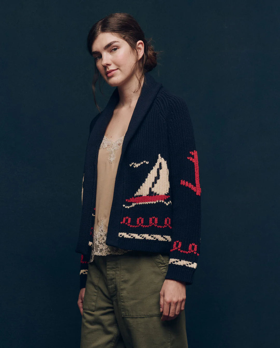 THE SAILBOAT LODGE CARDIGAN - DARK NAVY