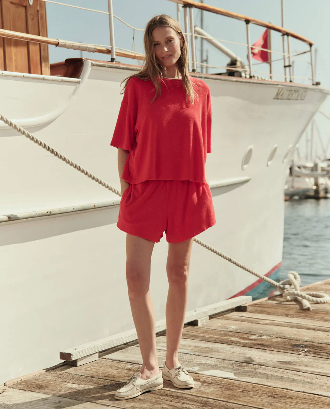 THE MICRO TERRY SWING SHORT - PIMENTO