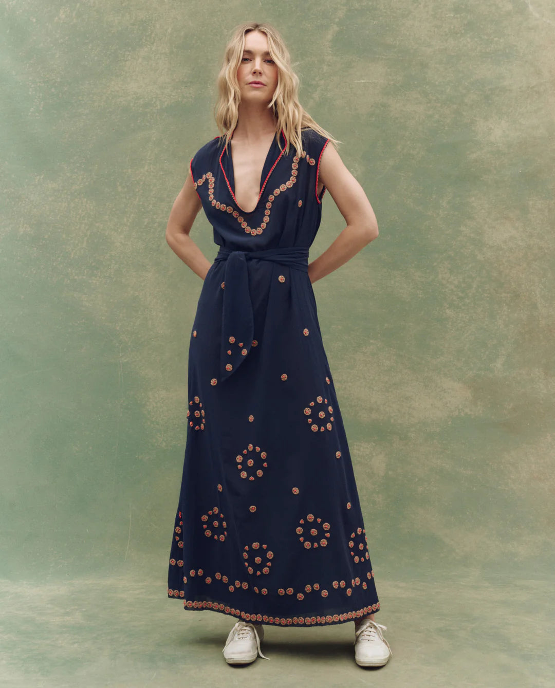 THE BEADED CORRIDOR DRESS - NAVY