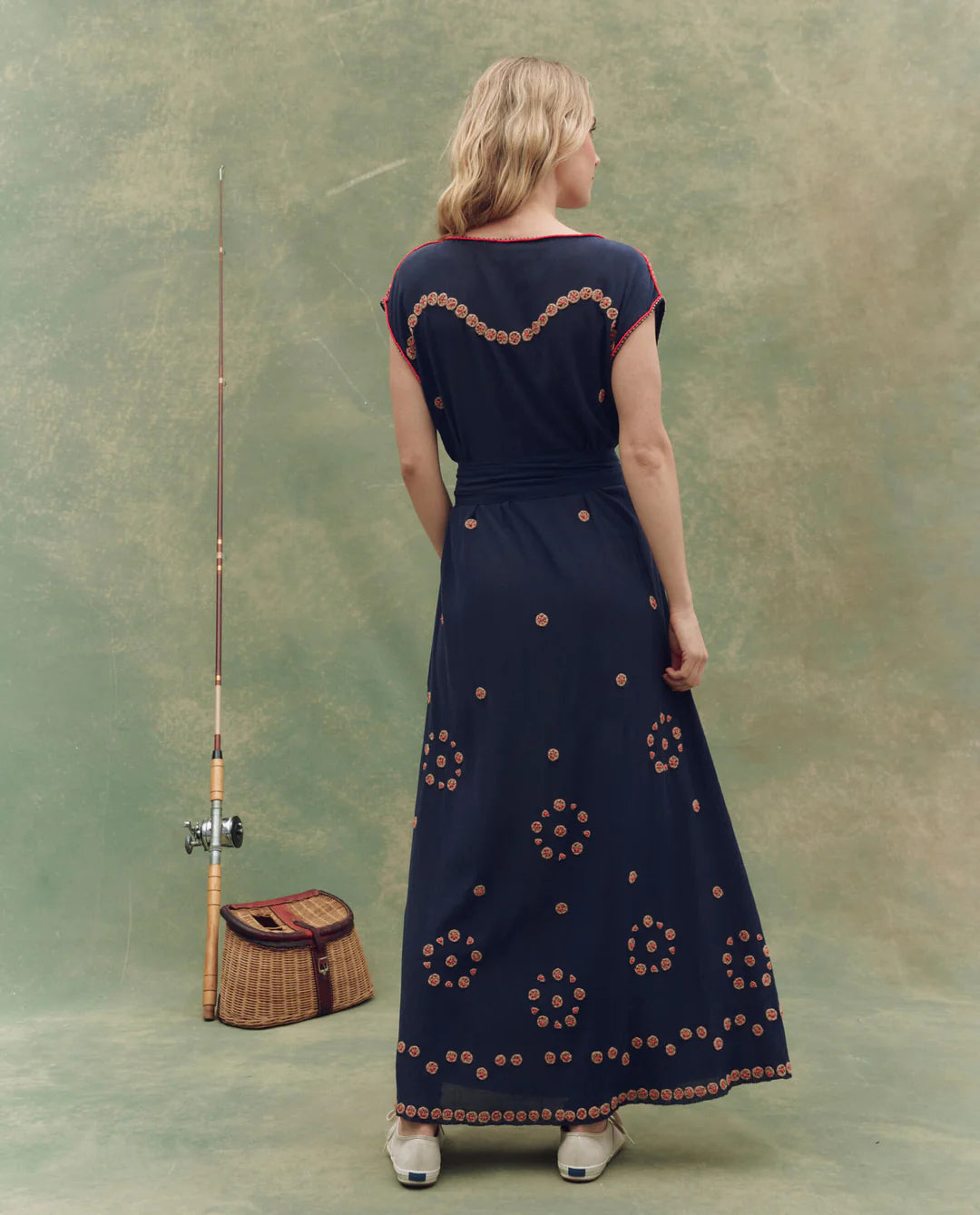 THE BEADED CORRIDOR DRESS - NAVY