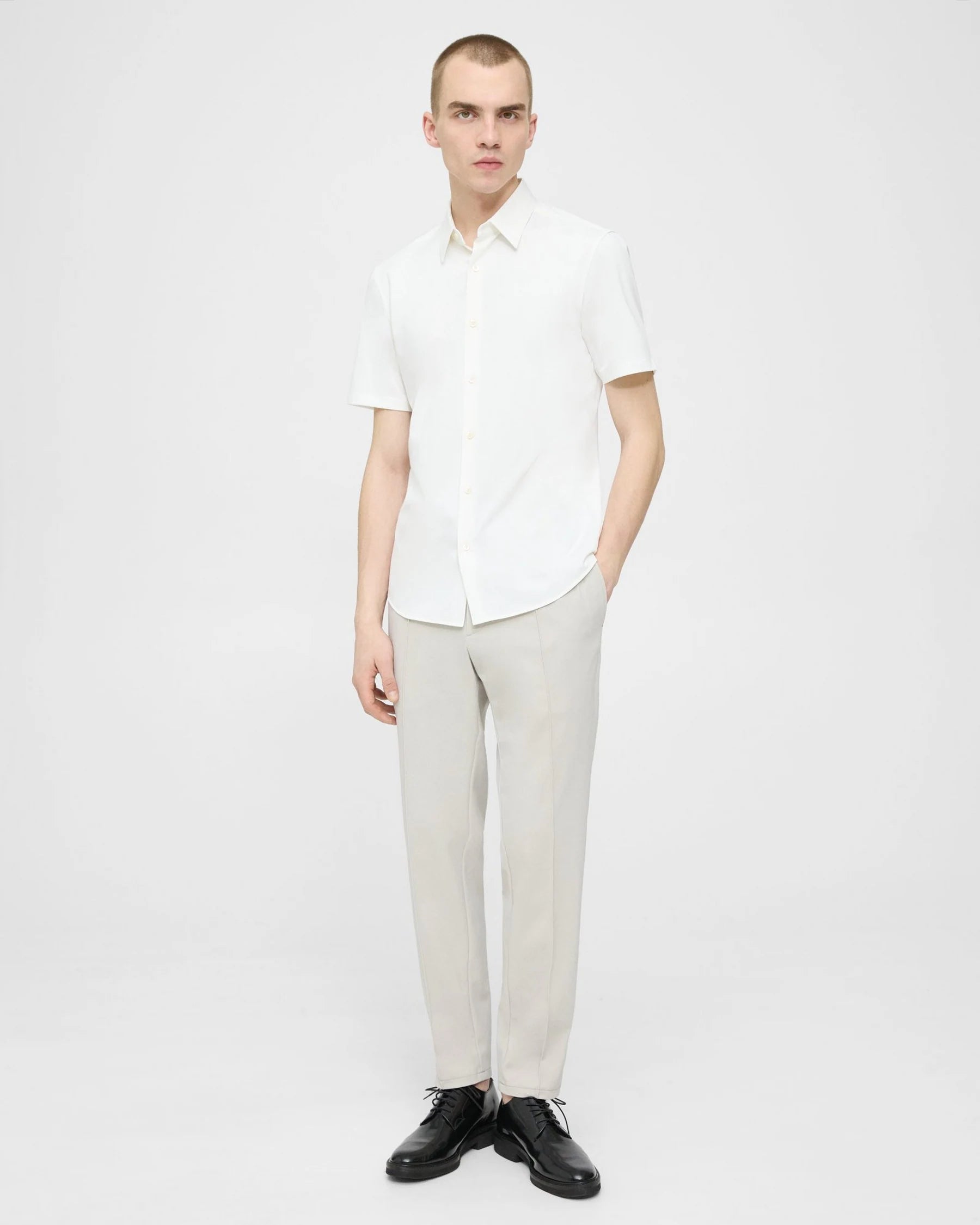 IRVING STRUCTURED KNIT S/S SHIRT - WHITE
