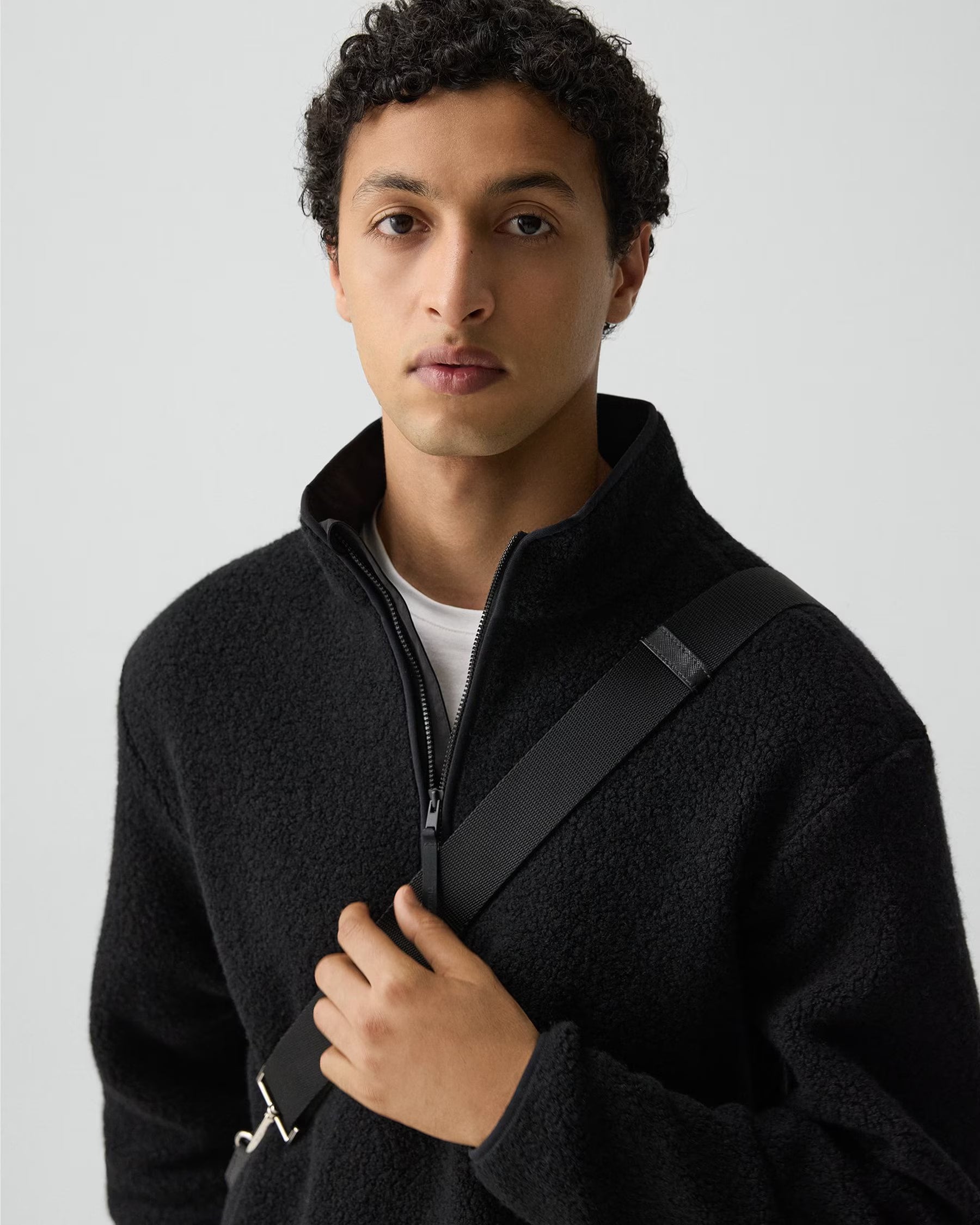 WOOL 1/4 ZIP SWEATER - BLACK