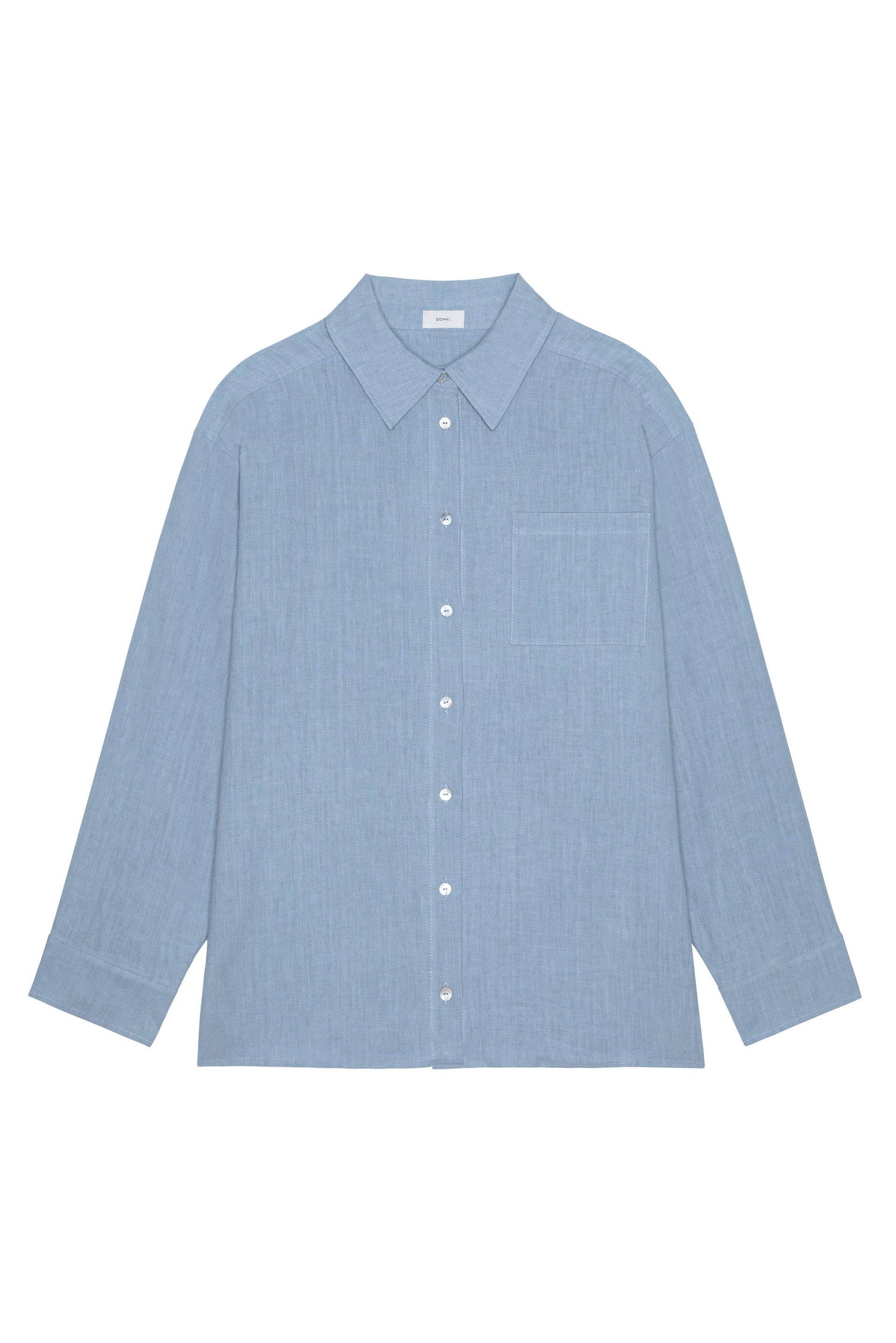 LINEN RELAXED SHIRT - CORNFLOWER