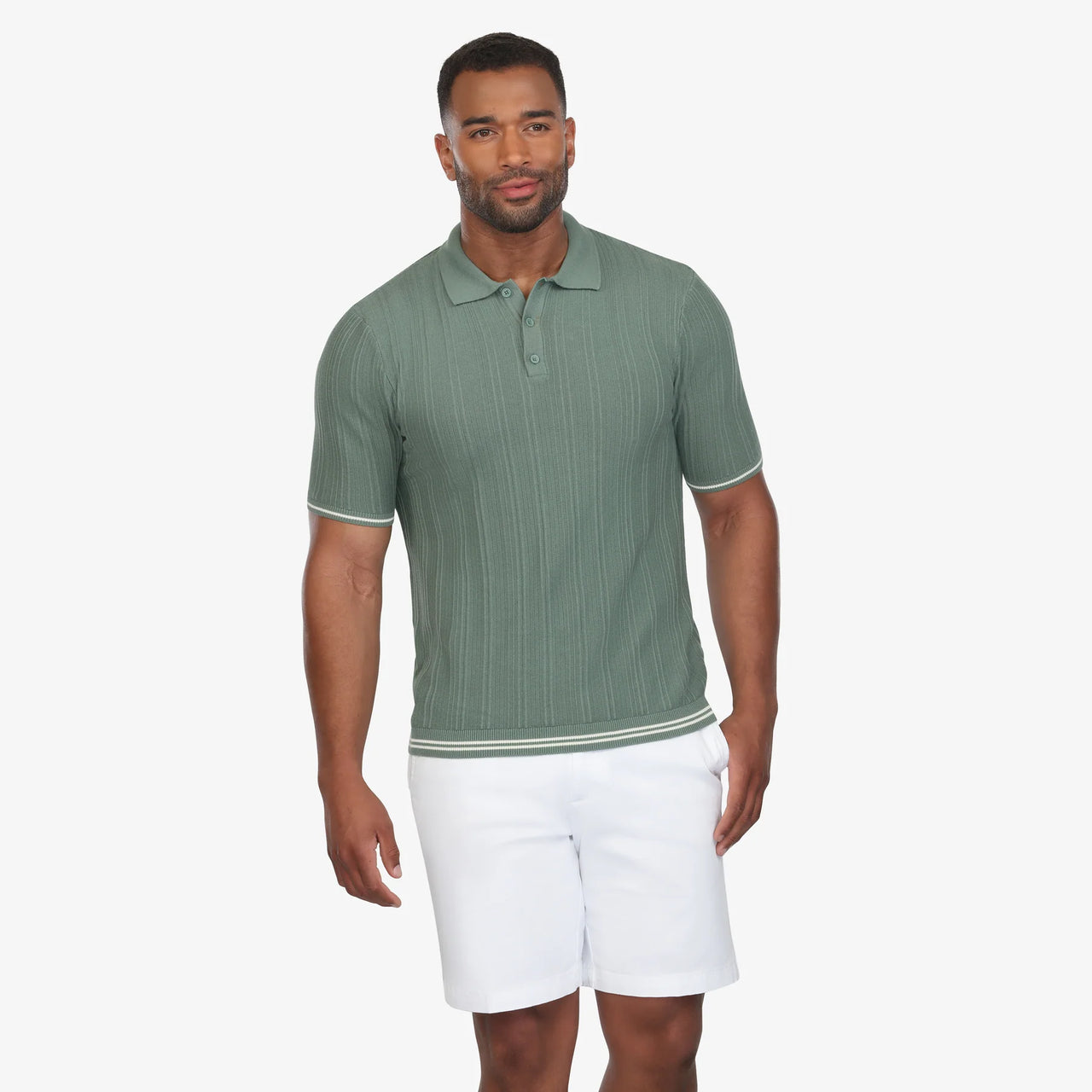 TEXTURED KNIT POLO - GRASS