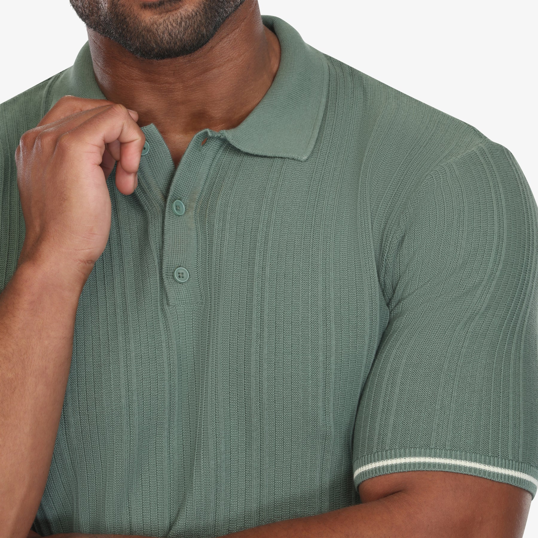 TEXTURED KNIT POLO - GRASS