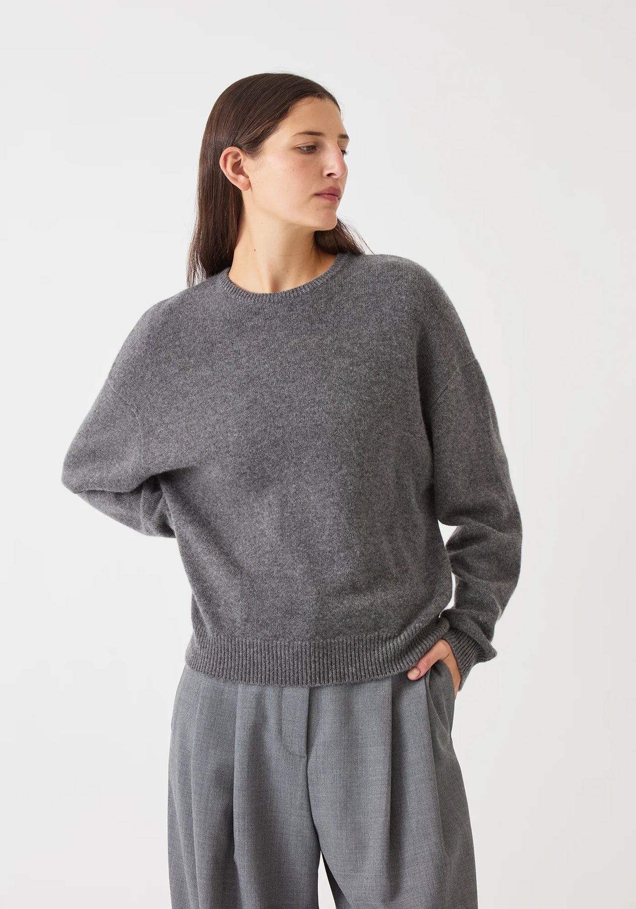 ARTEMIS CASHMERE SWEATER - DARK HEATHER GREY