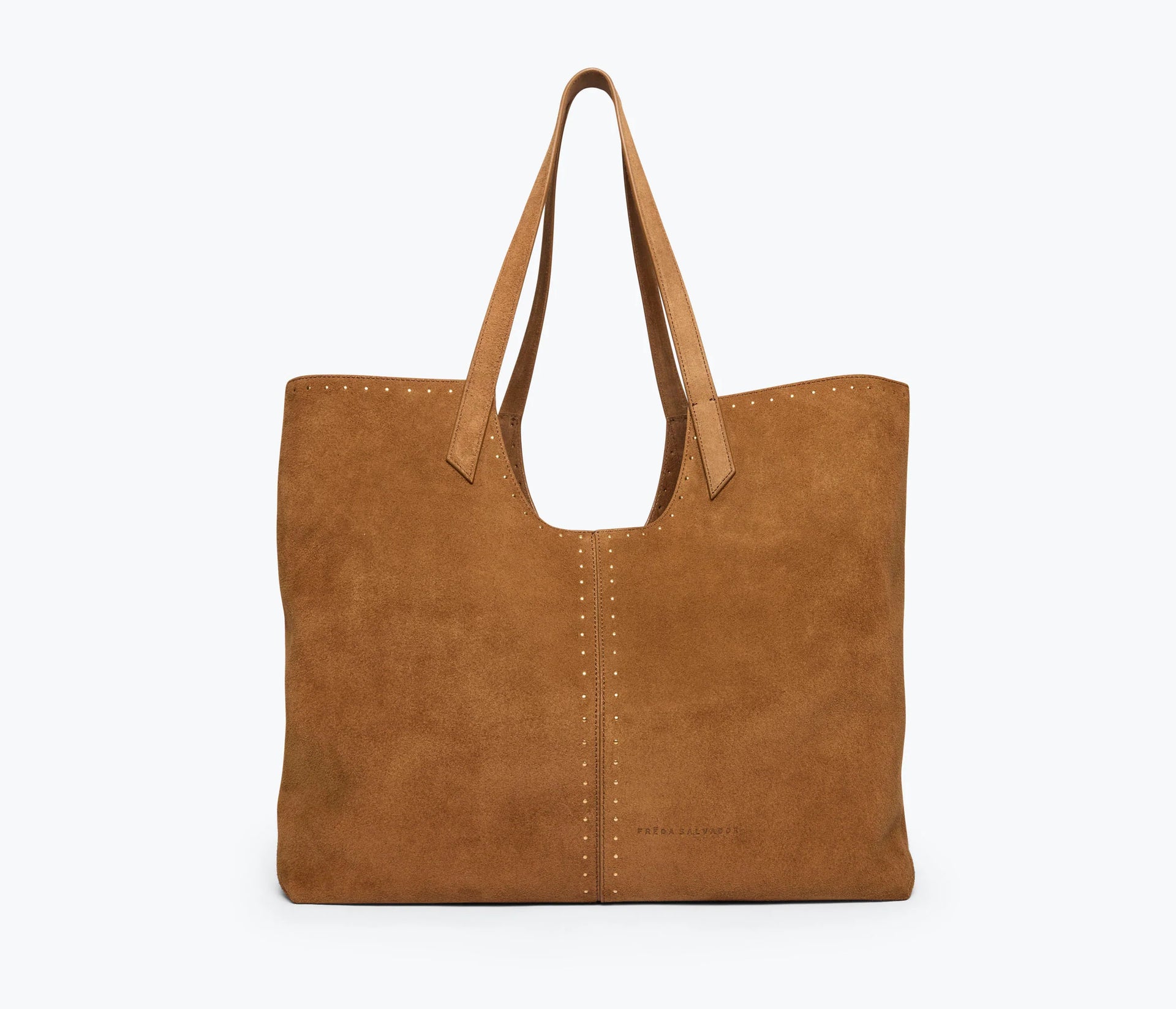 AVERY SUEDE TOTE W/ STUDS - SADDLE BROWN