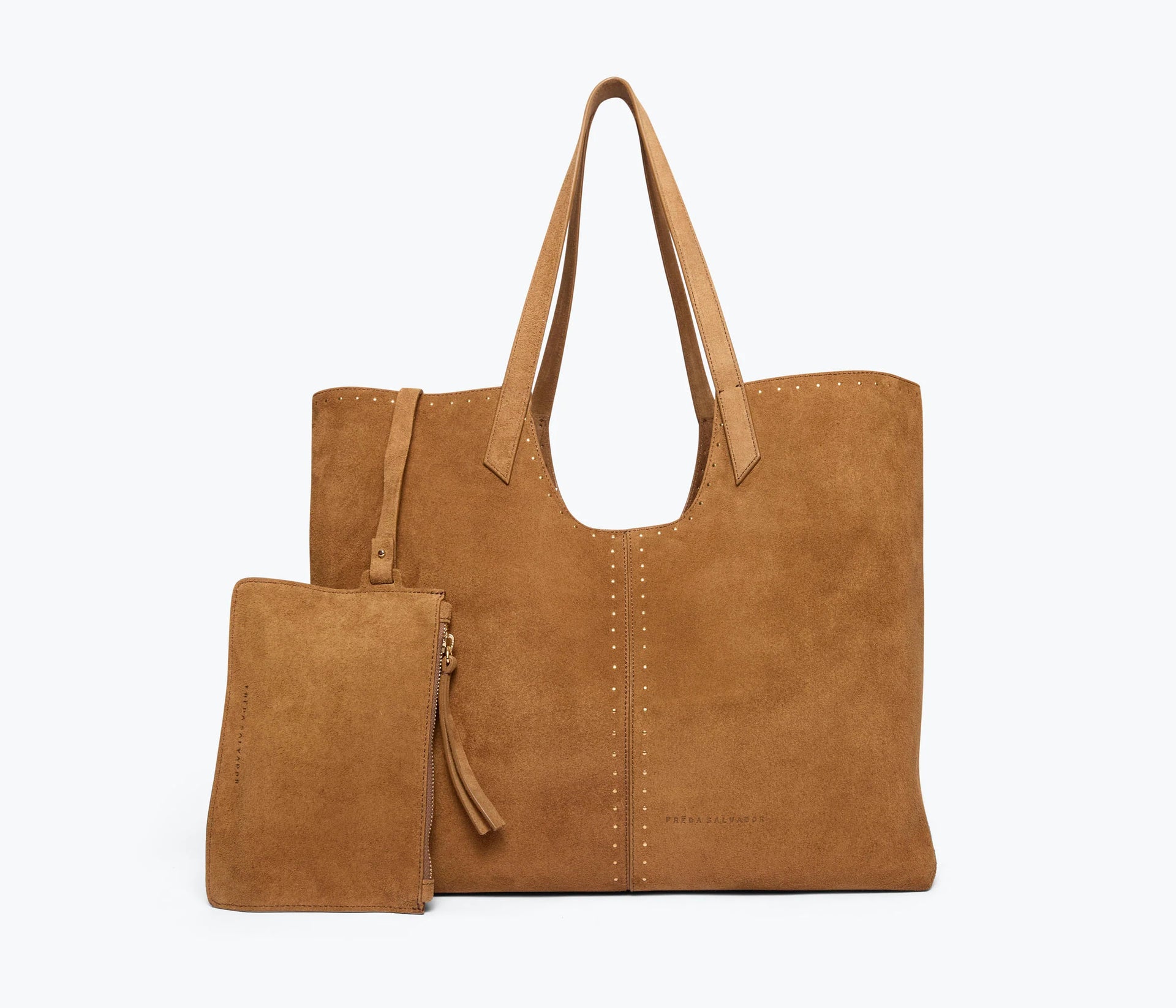 AVERY SUEDE TOTE W/ STUDS - SADDLE BROWN