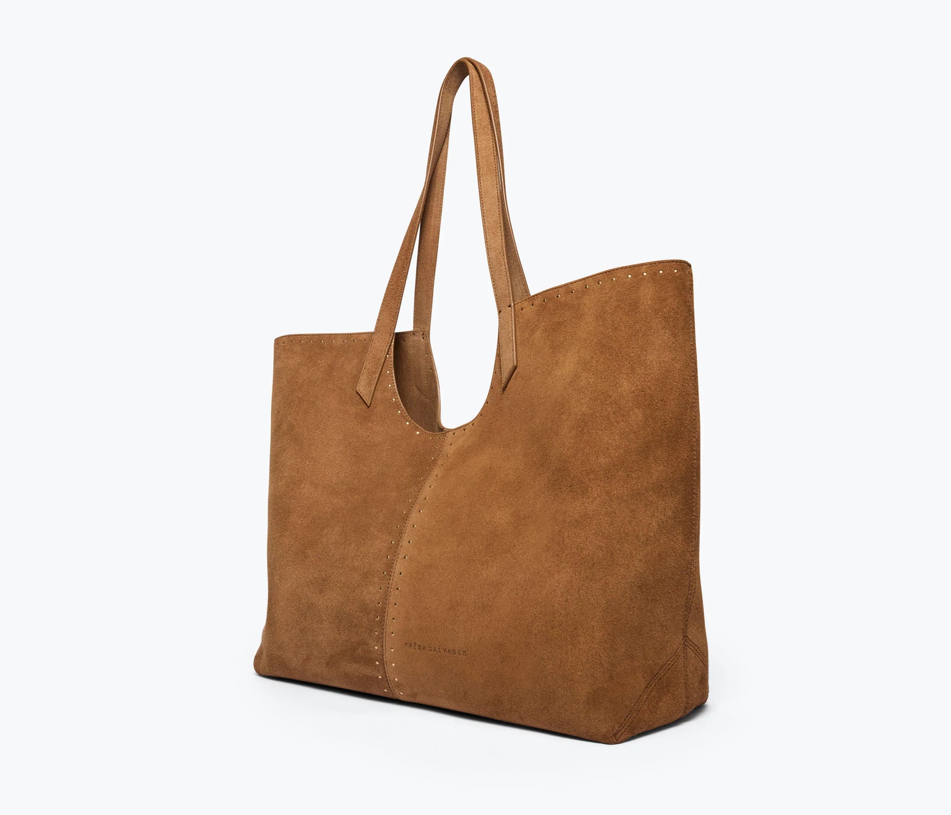 AVERY SUEDE TOTE W/ STUDS - SADDLE BROWN