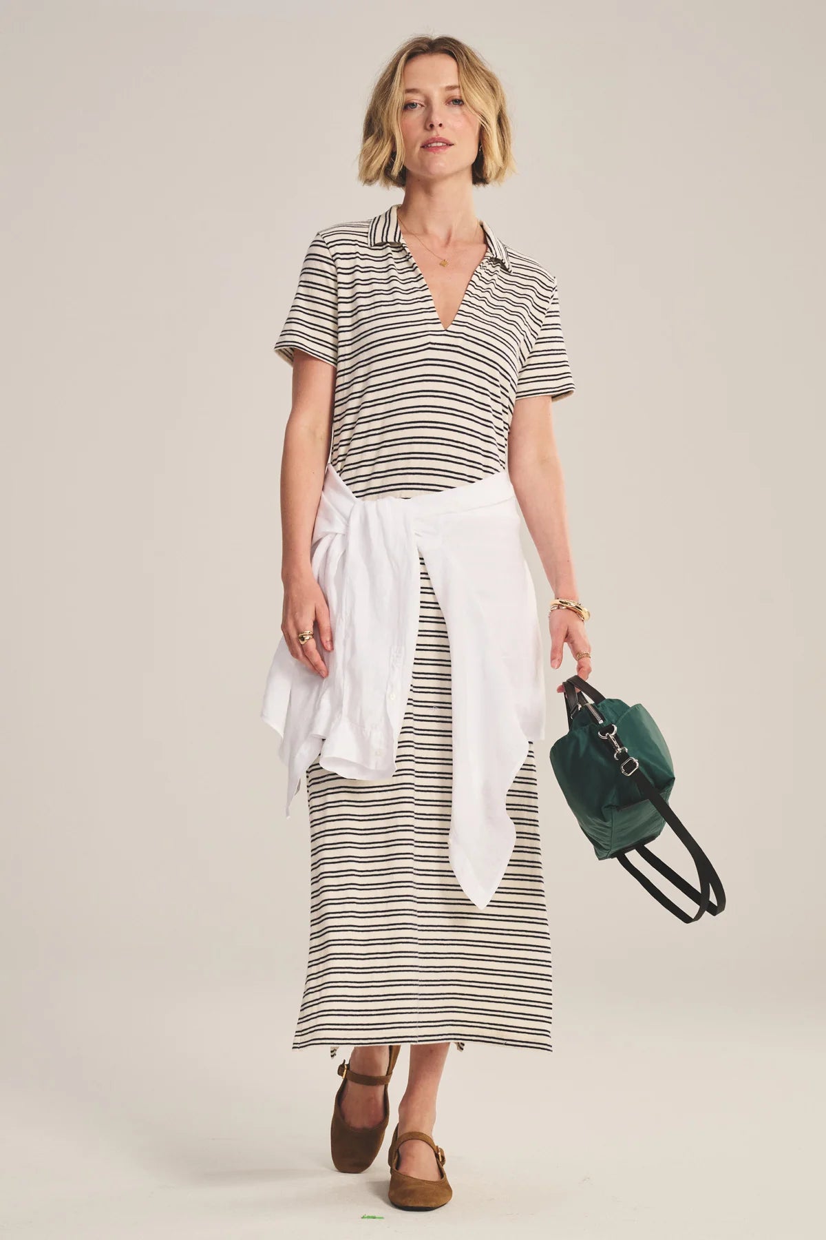 CORIN DRESS - NATURAL/NAVY