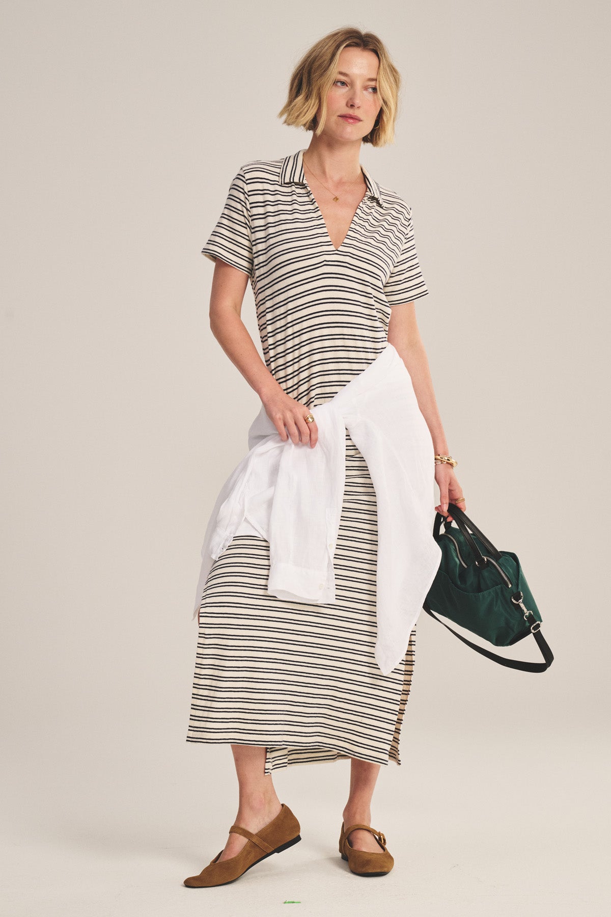 CORIN DRESS - NATURAL/NAVY