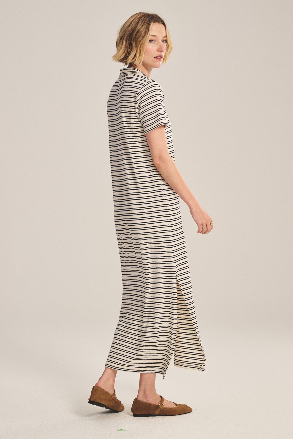 CORIN DRESS - NATURAL/NAVY