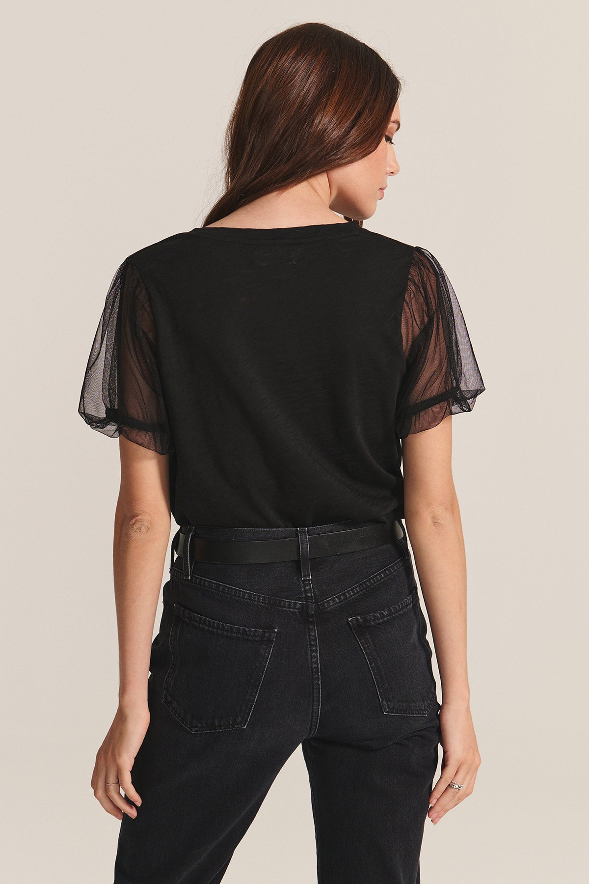 JUSTINE PUFF SLEEVE TEE - BLACK
