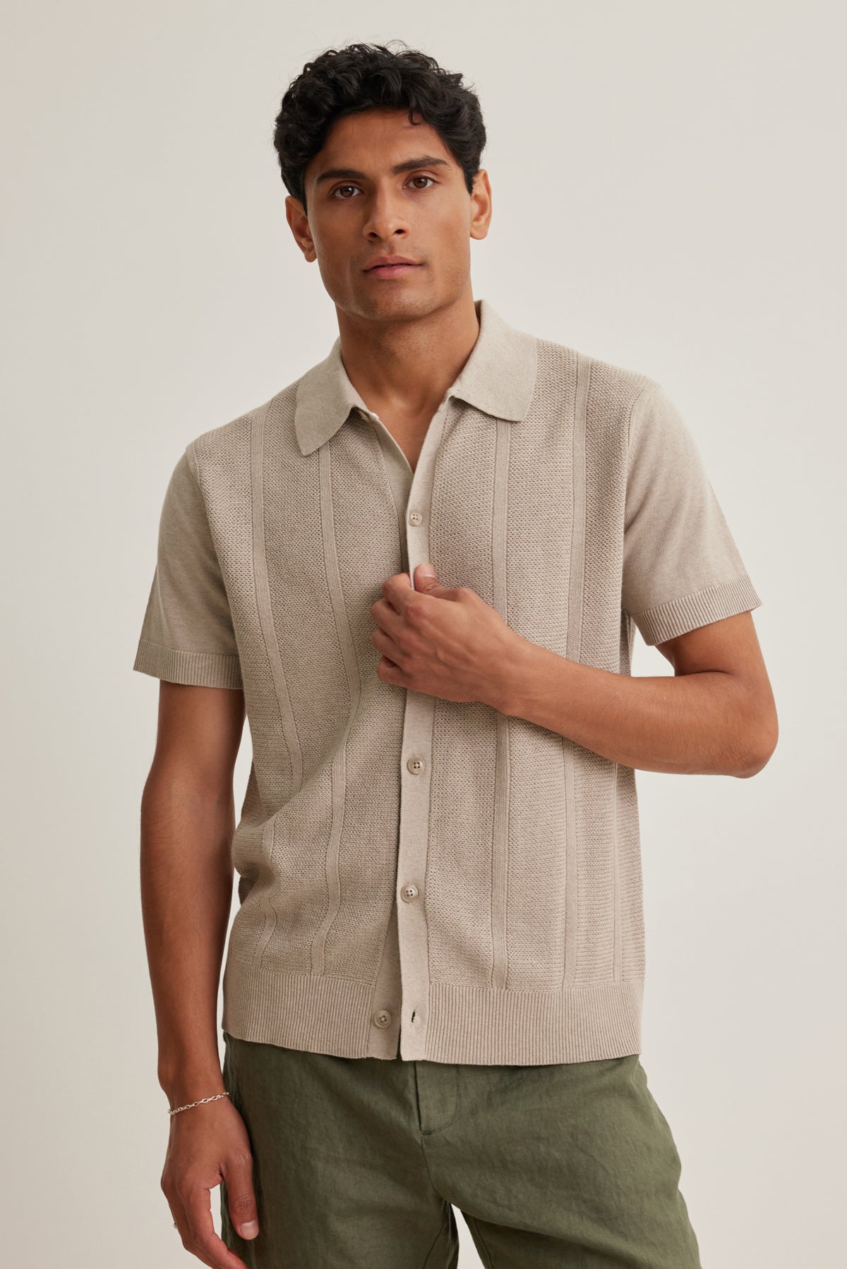 LORENZO SWEATER POLO - FLAX