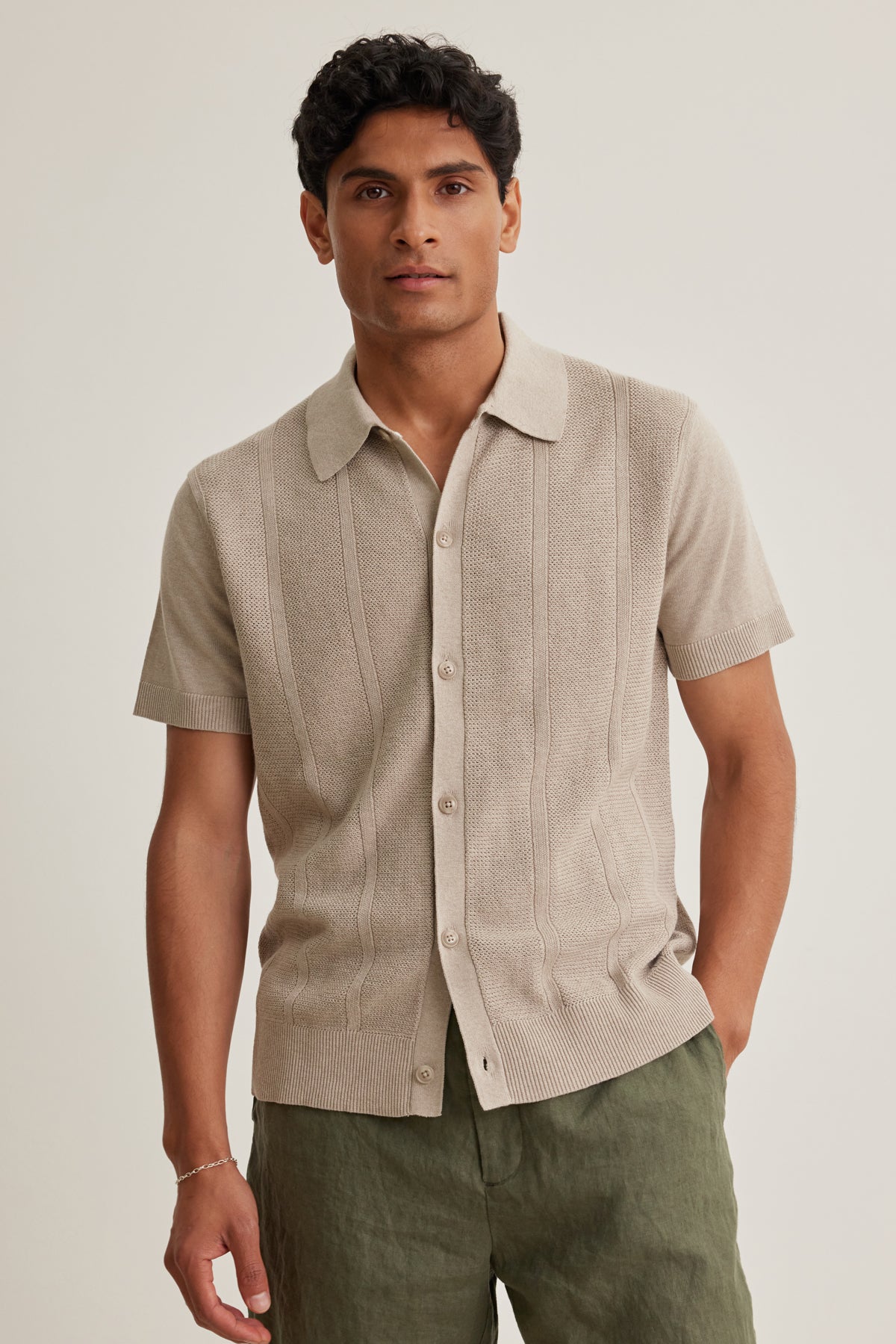 LORENZO SWEATER POLO - FLAX