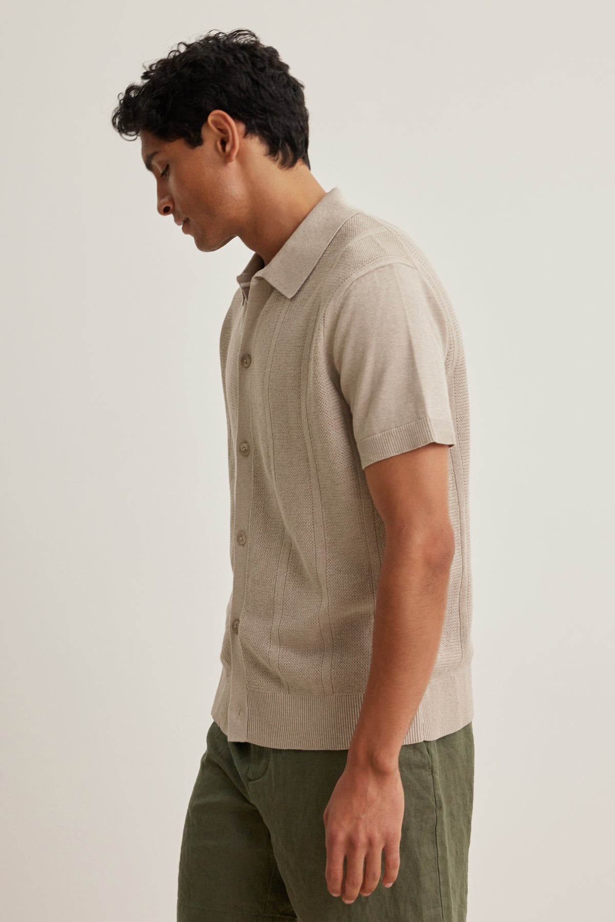 LORENZO SWEATER POLO - FLAX
