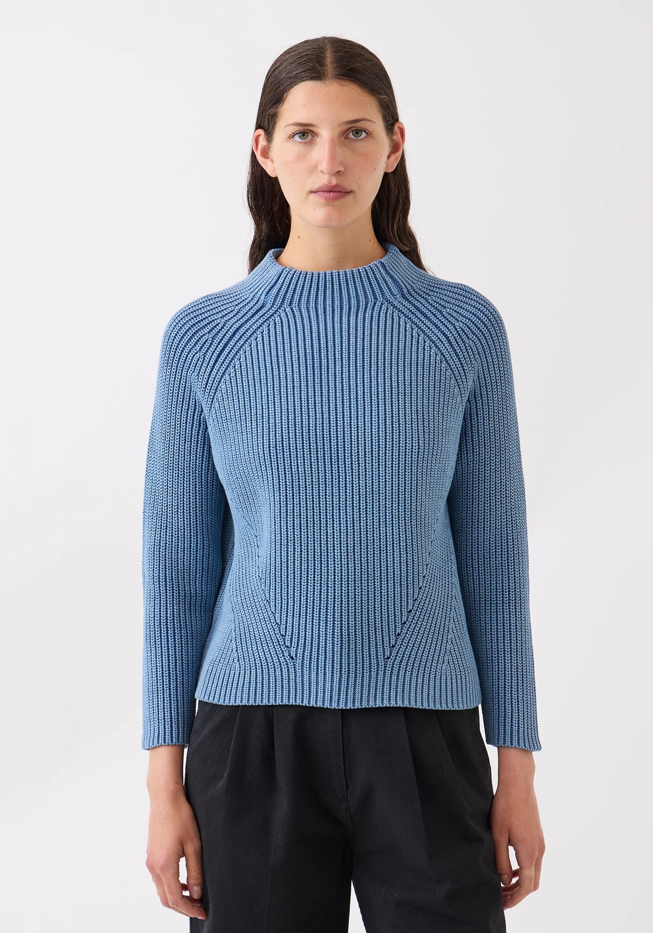 DAPHNE WASHED COTTON SWEATER - DENIM