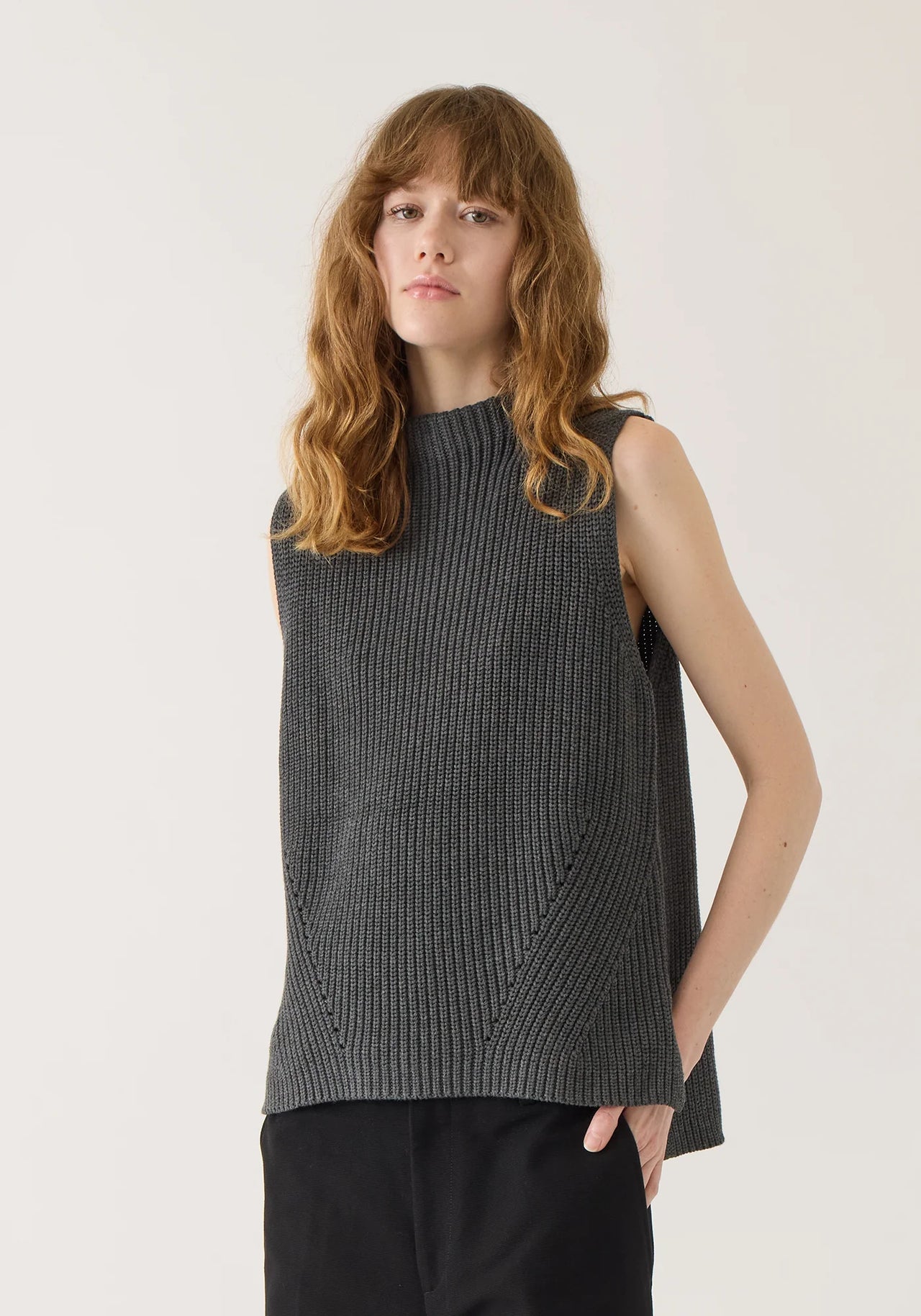 DELANEY COTTON VEST - CHARCOAL HEATHER