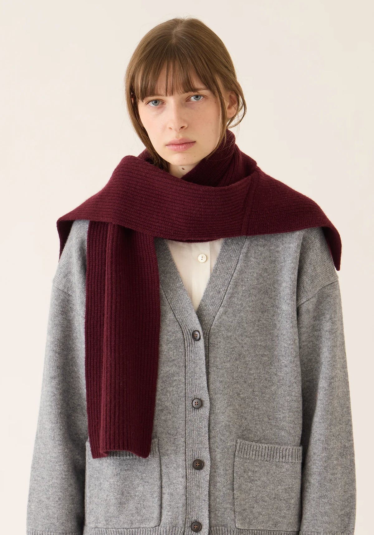 ETTA WOOL CASHMERE SCARF - GARNET