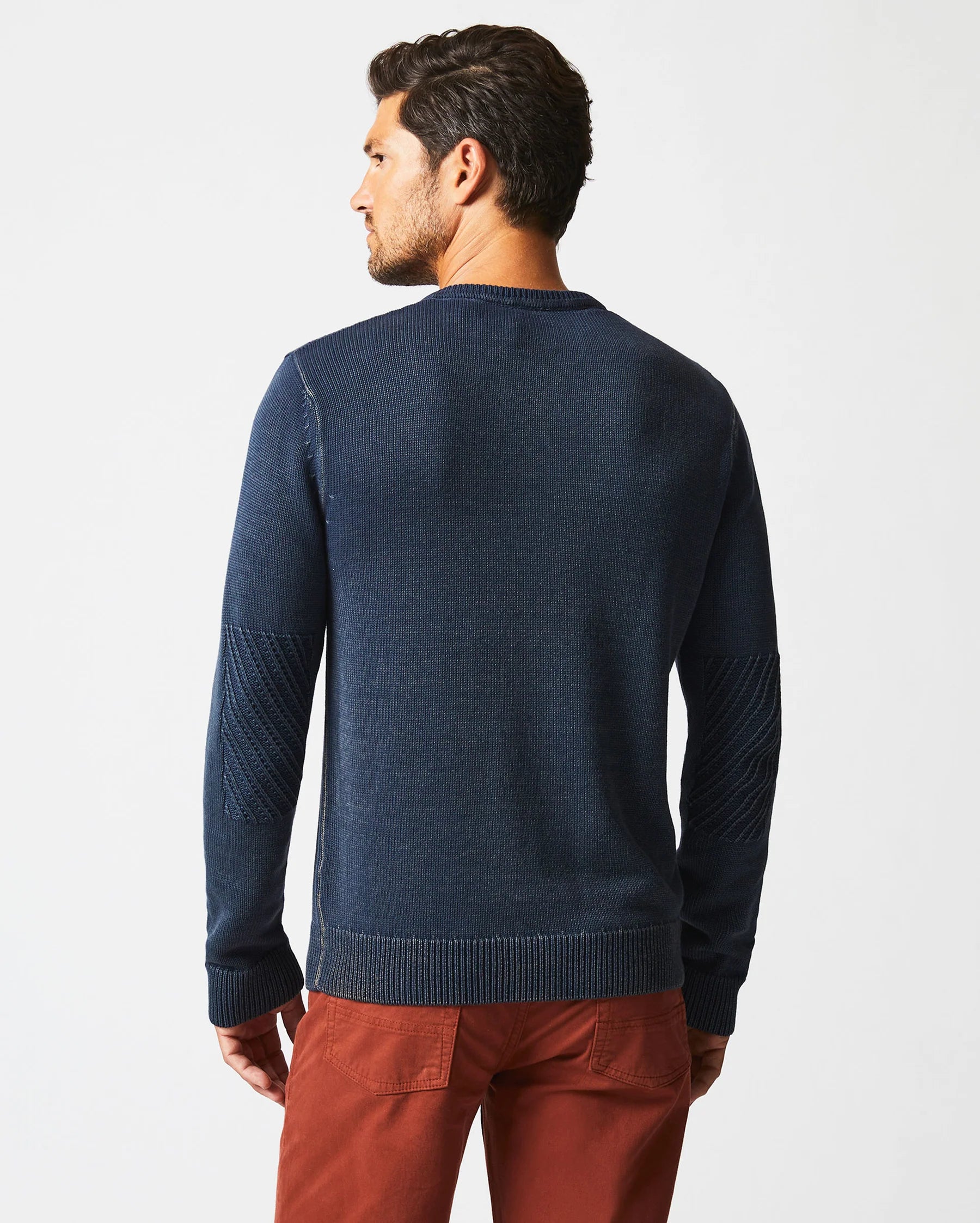 GARMENT DYED HENLEY SWEATER - CARBON BLUE
