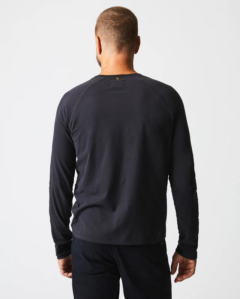 L/S SUEDED COTTON CREW - BLACK