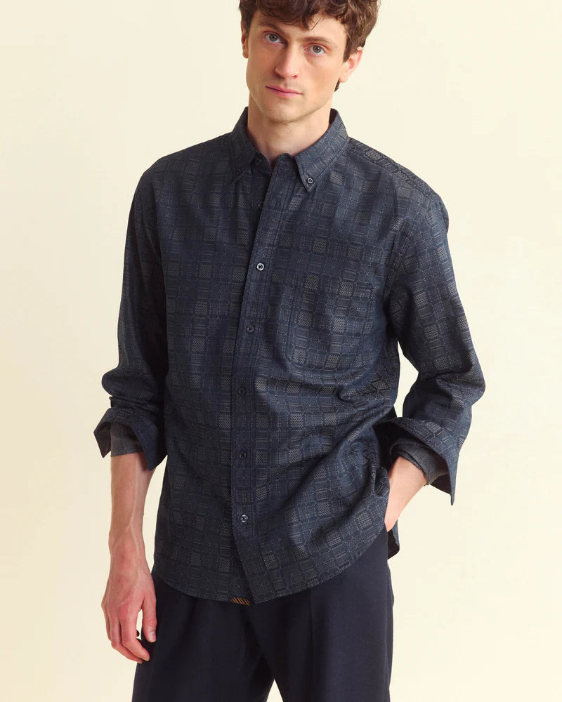 TAPESTRY JACQUARD TUSCUMBIA SHIRT - CARBON BLUE