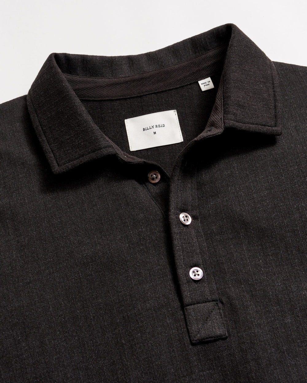 L/S HERRINGBONE POLO - BLACK