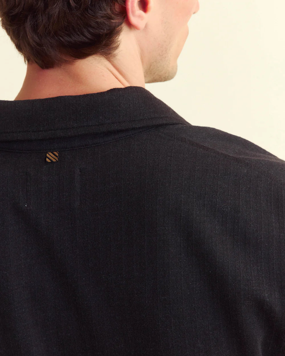 L/S HERRINGBONE POLO - BLACK