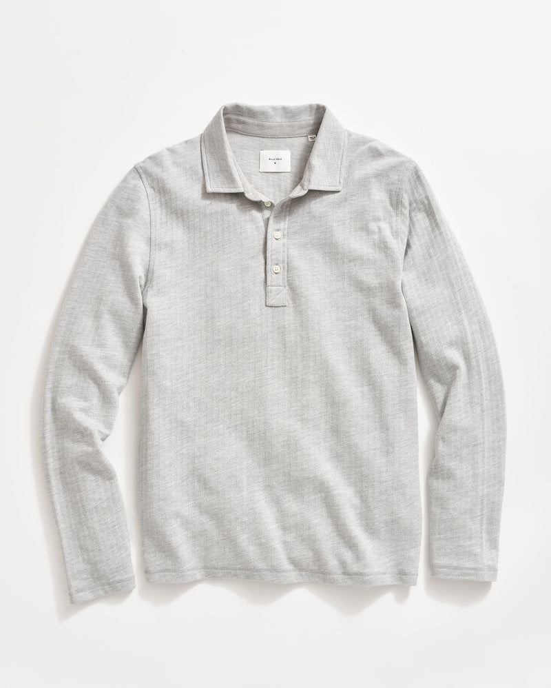 L/S HERRINGBONE POLO - LIGHT GREY