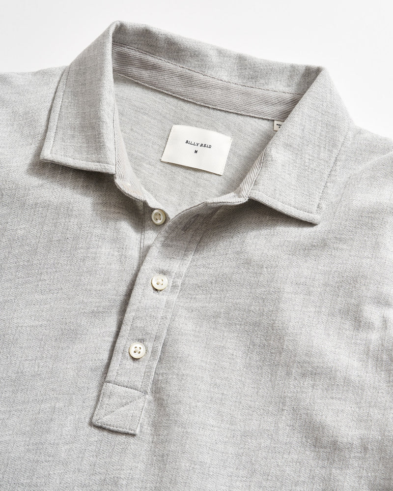 L/S HERRINGBONE POLO - LIGHT GREY