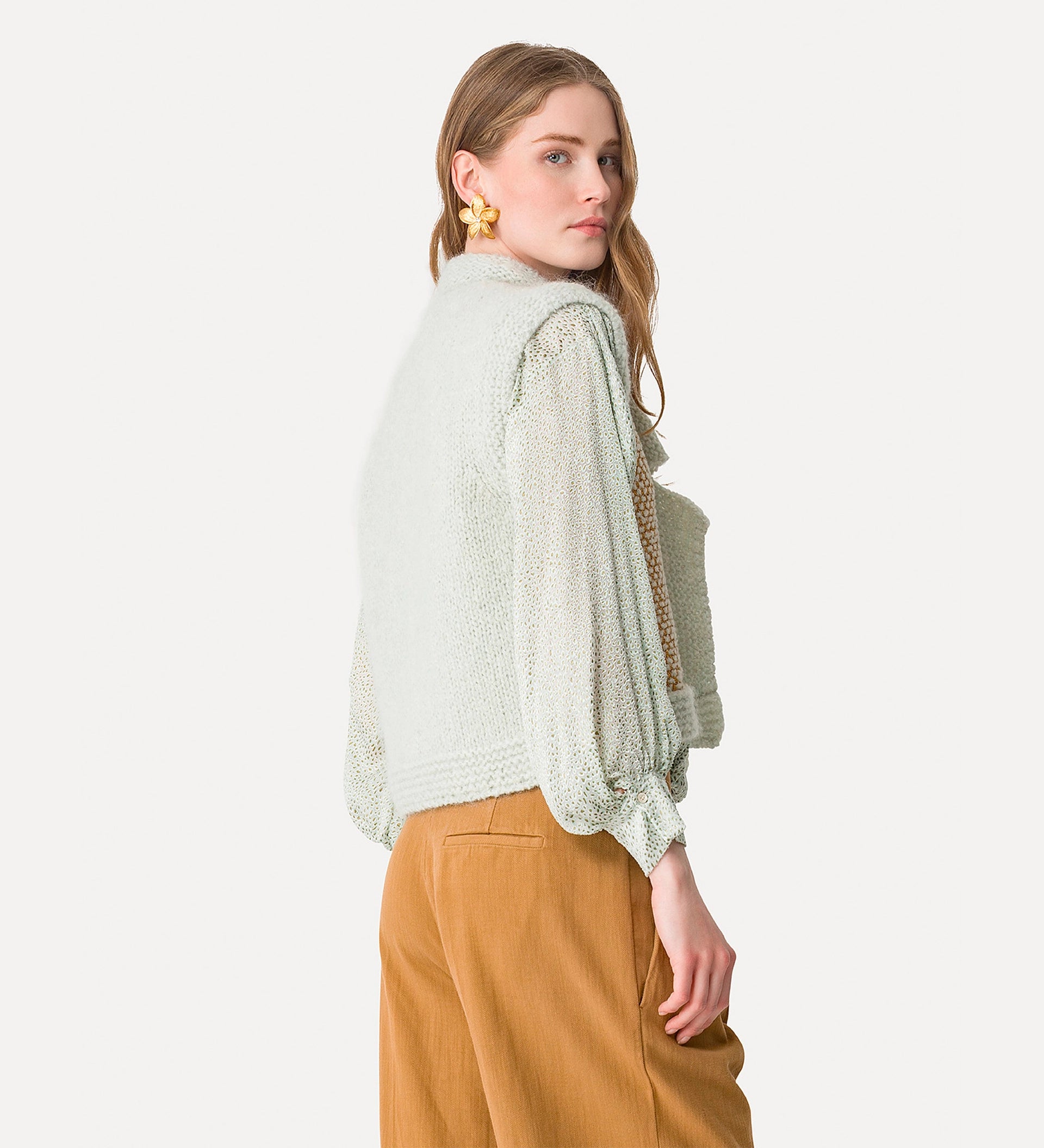 TWEET & BOUCLE KNIT VEST - ORO