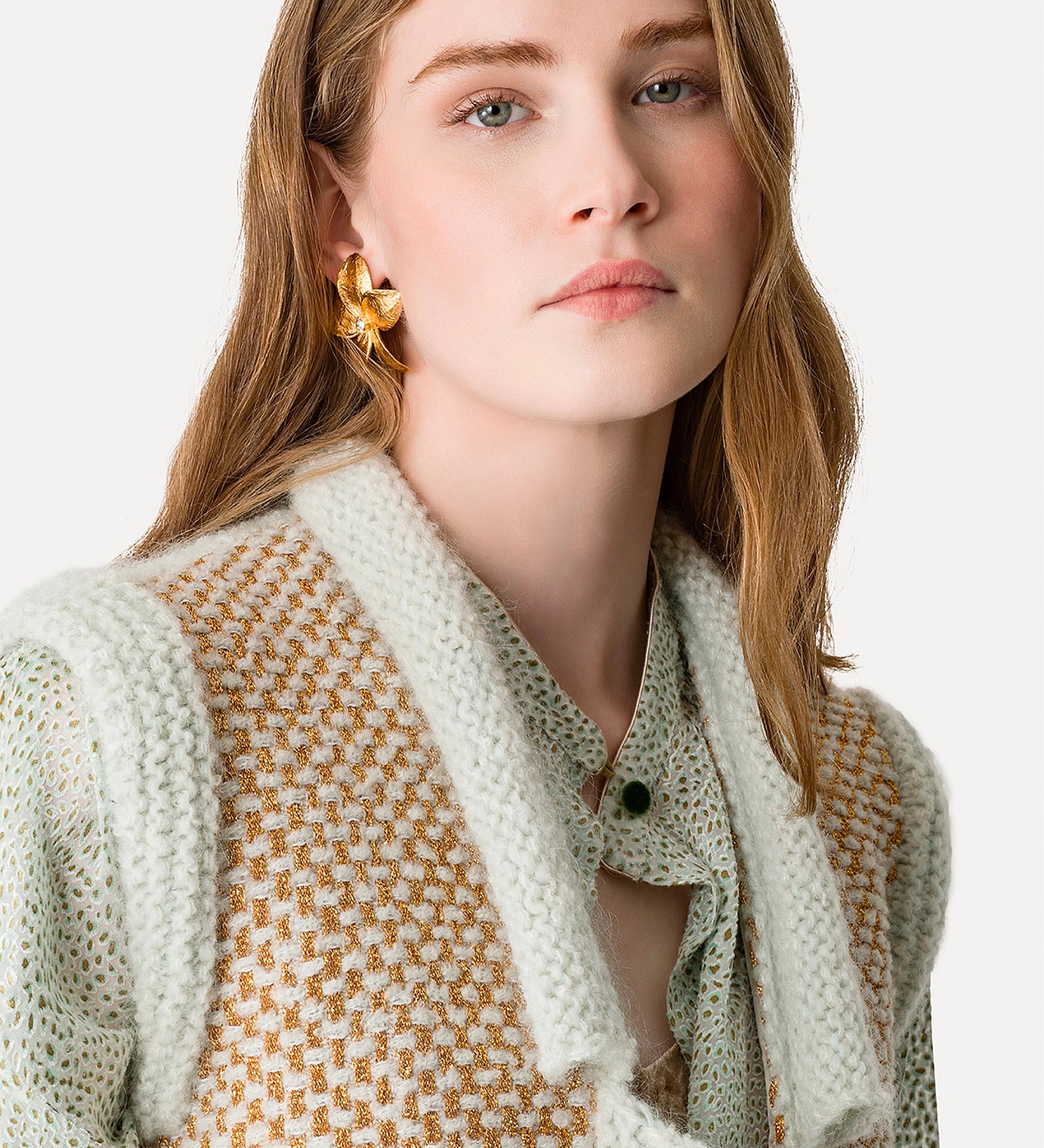 TWEET & BOUCLE KNIT VEST - ORO