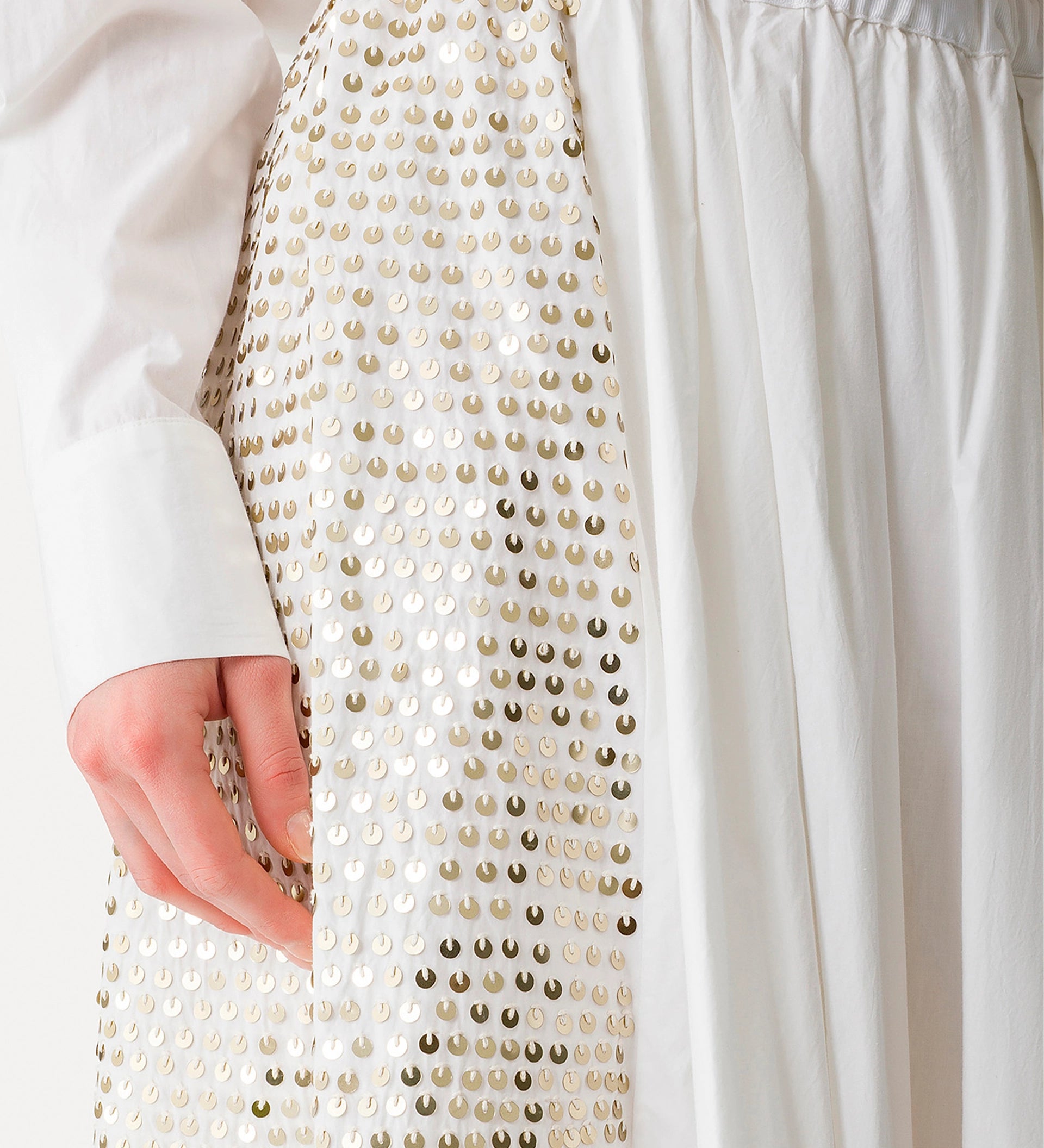 PETITE ETOILES EMBR POPLIN MIDI SKIRT - BIANCO