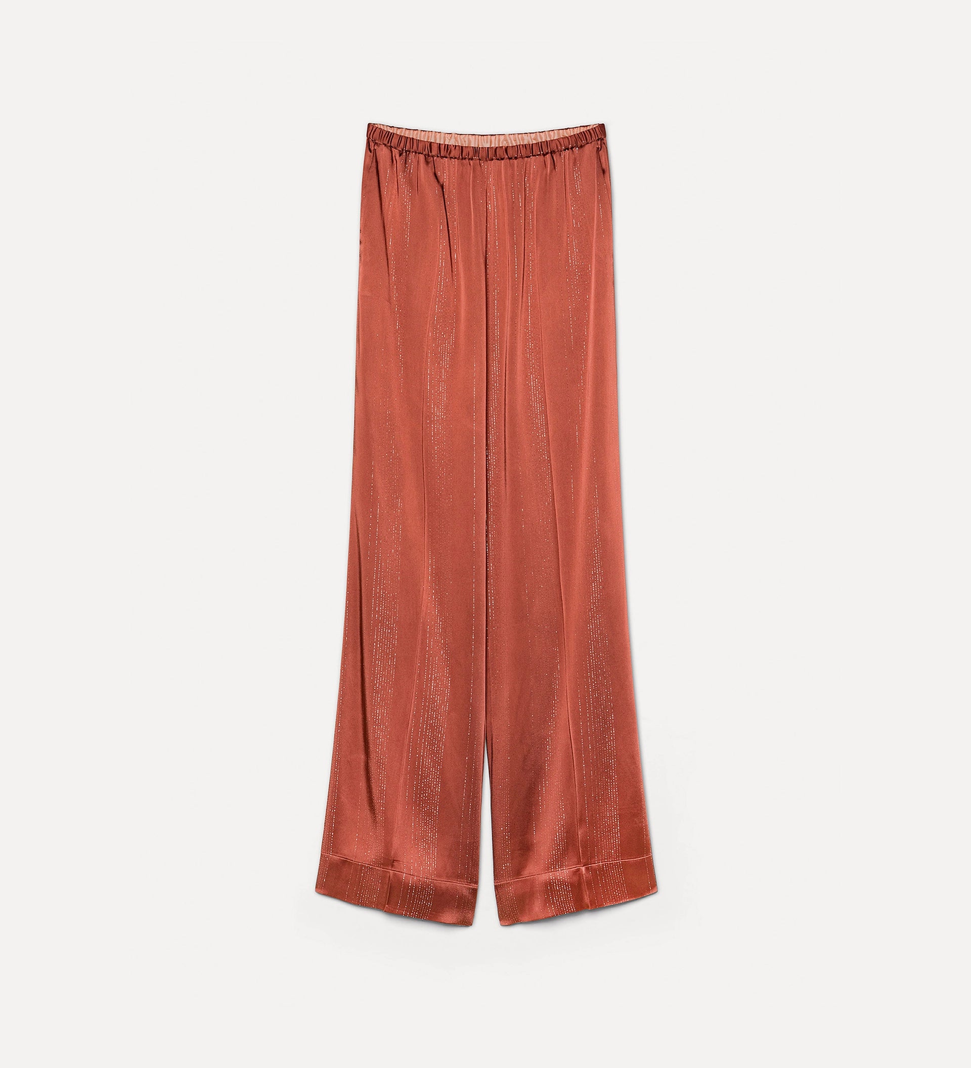 SILVER PINSTRIPE SATIN PANT - CAMEO